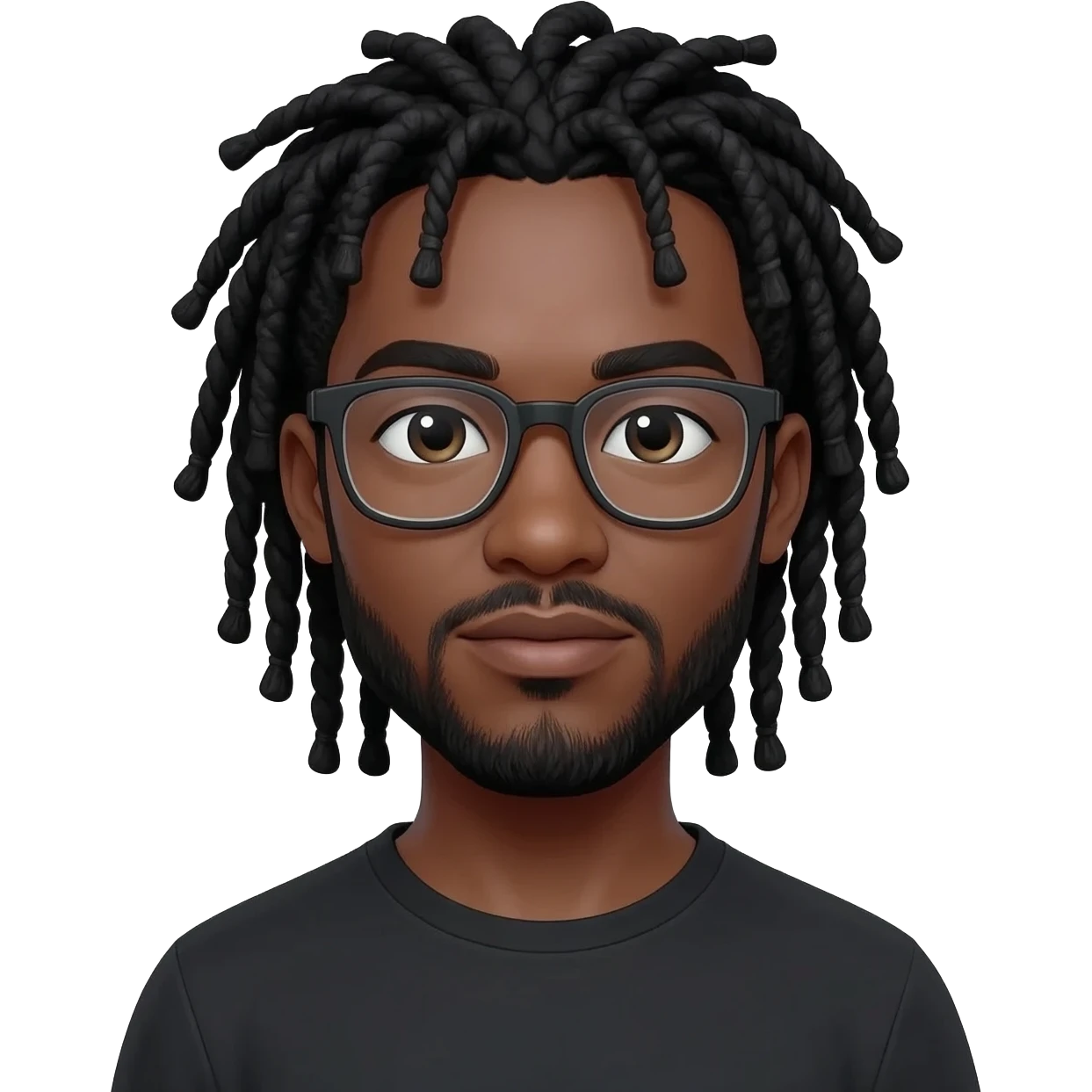 African American man with urban style black braided dreadlock wearing glasses emoji