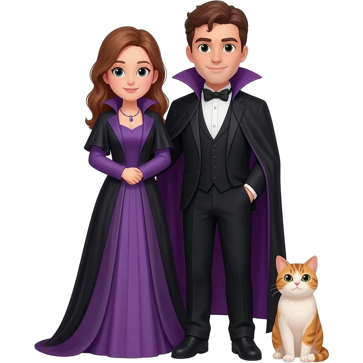 magician couple and their pet cat emoji