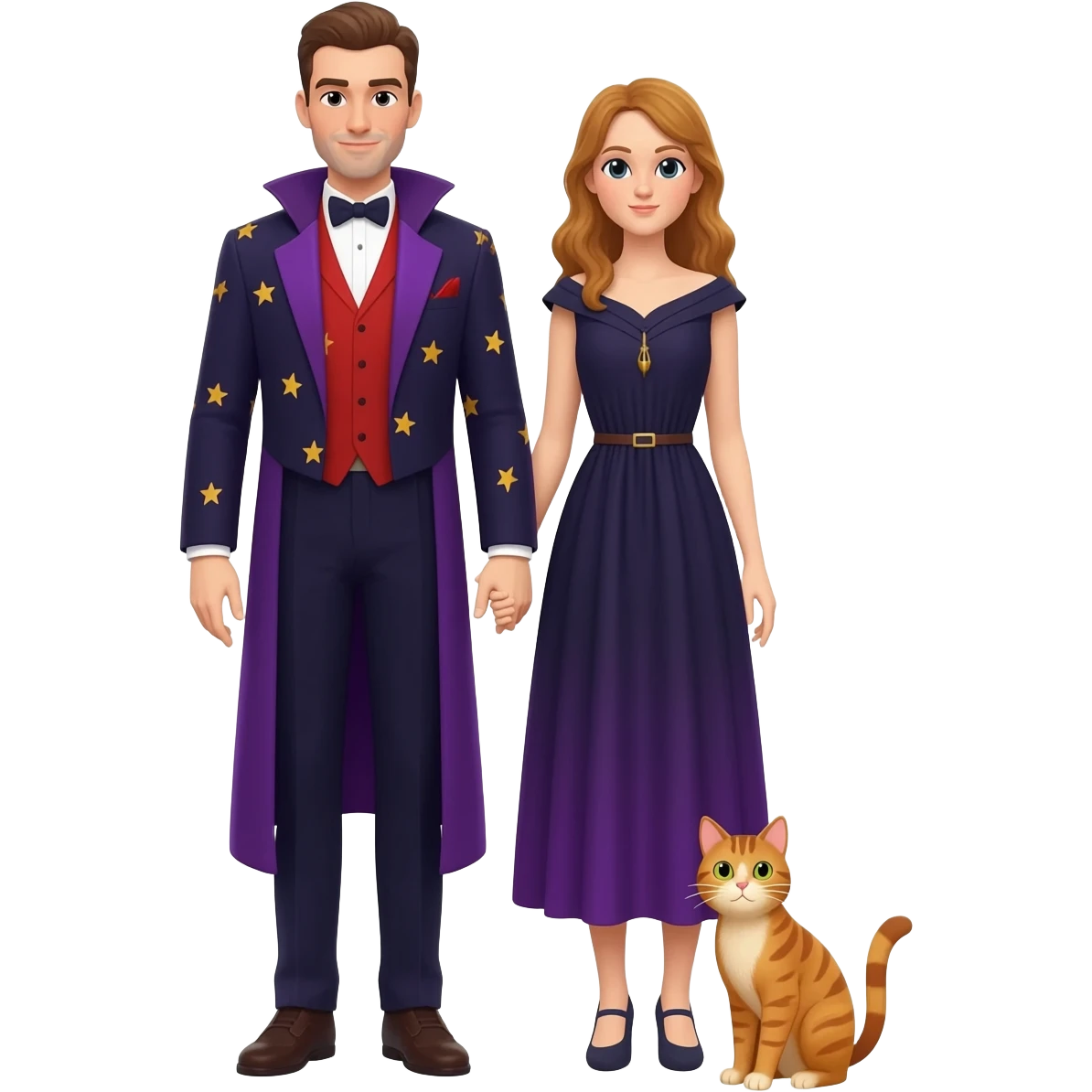 magician couple and their pet cat emoji