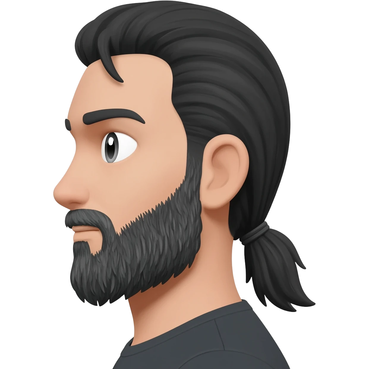 white man with black and grey beard and pony tail emoji