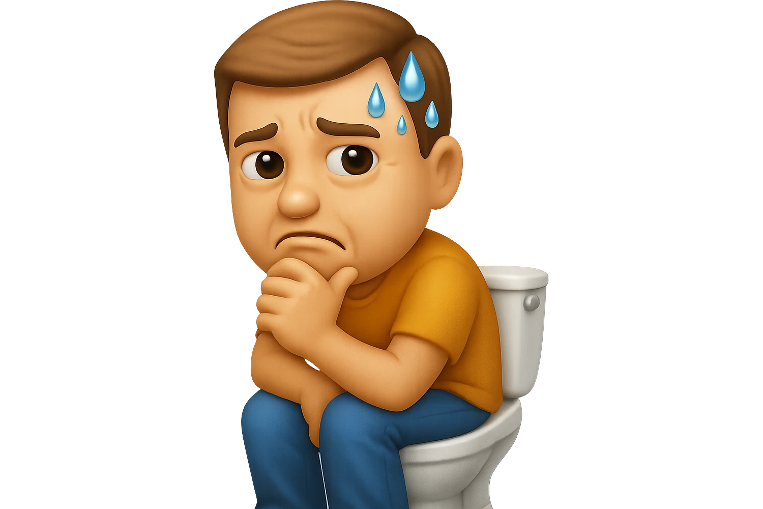 emoji stile iphone che riguarda l'argomento "stipsi/andrò al bagno oggi?", iperrealistico 4k emoji