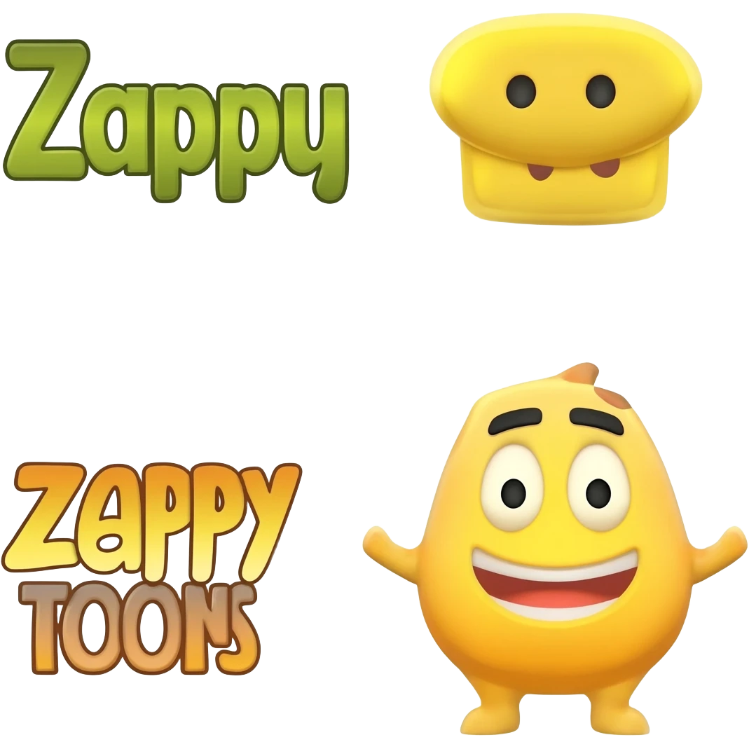 Zappy toons word related cartoons in stylesh way with white background emoji