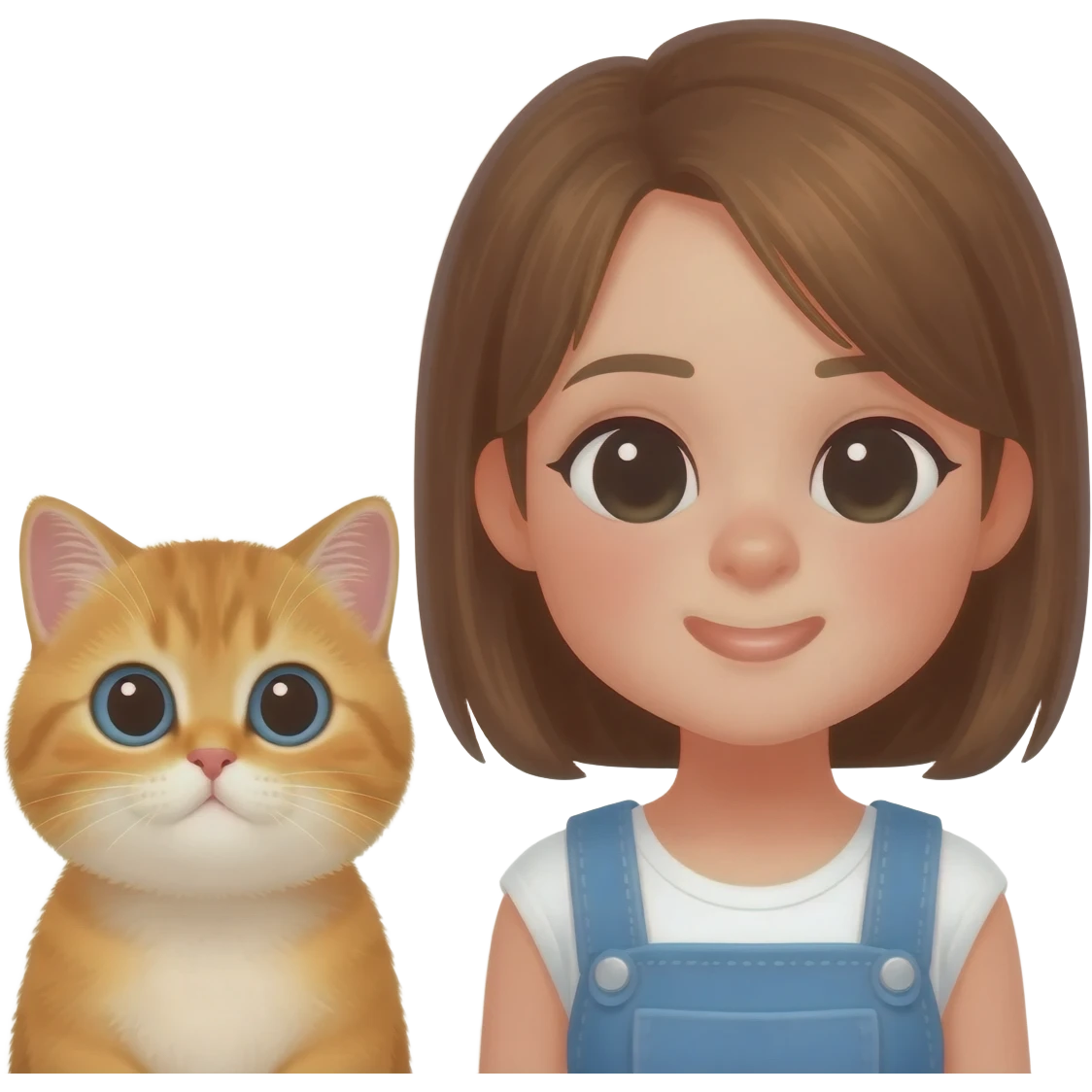 british Baby cat with girl brown hair emoji