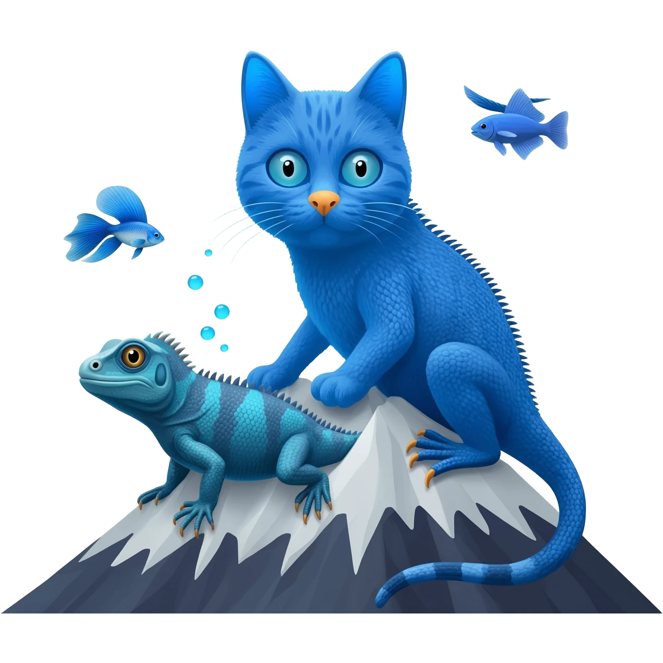 Mountain-Blue-Bird-Blue-Iguana-Blue-Betta-Fish-Russian-Blue-Cat-Fusion-animal-hybrid-creature emoji