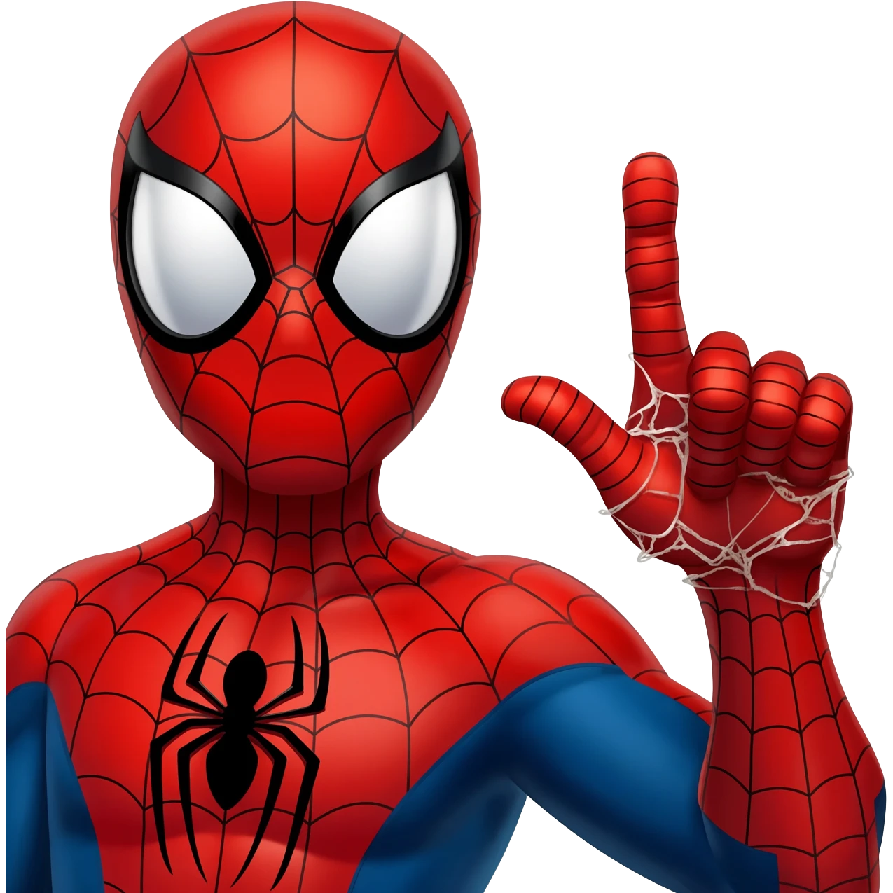do a spider man and spider web throwing from his hand with ily position emoji