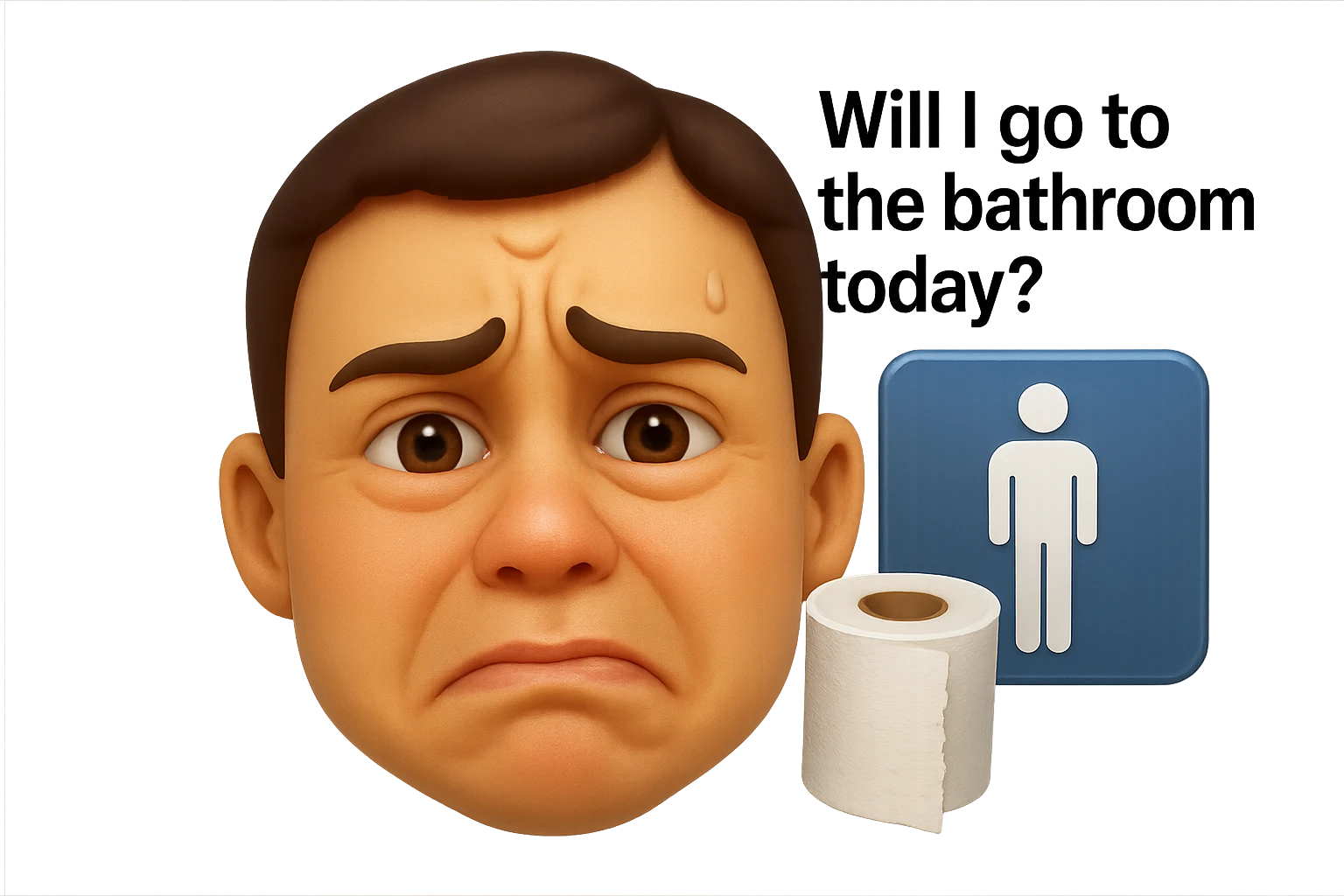emoji stile iphone che riguarda l'argomento "stipsi/andrò al bagno oggi?", iperrealistico 4k emoji