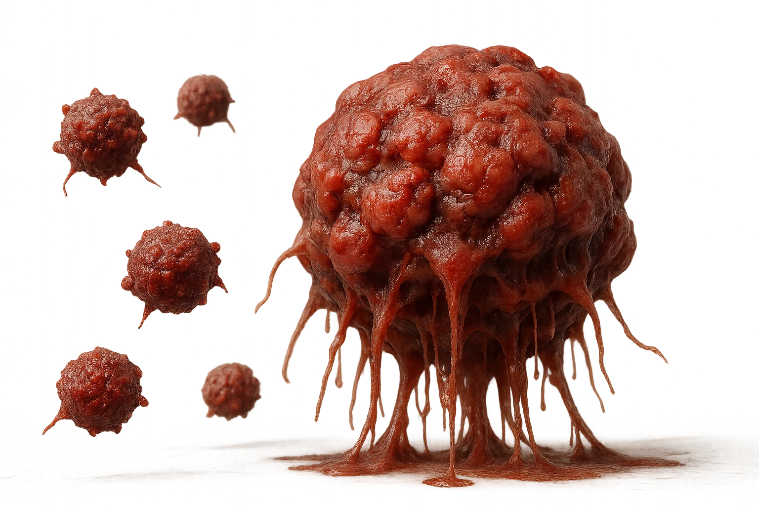 cellule umane anatomiche tumorali e deformi fluttuano in aria,+ iperrealistico 4k emoji