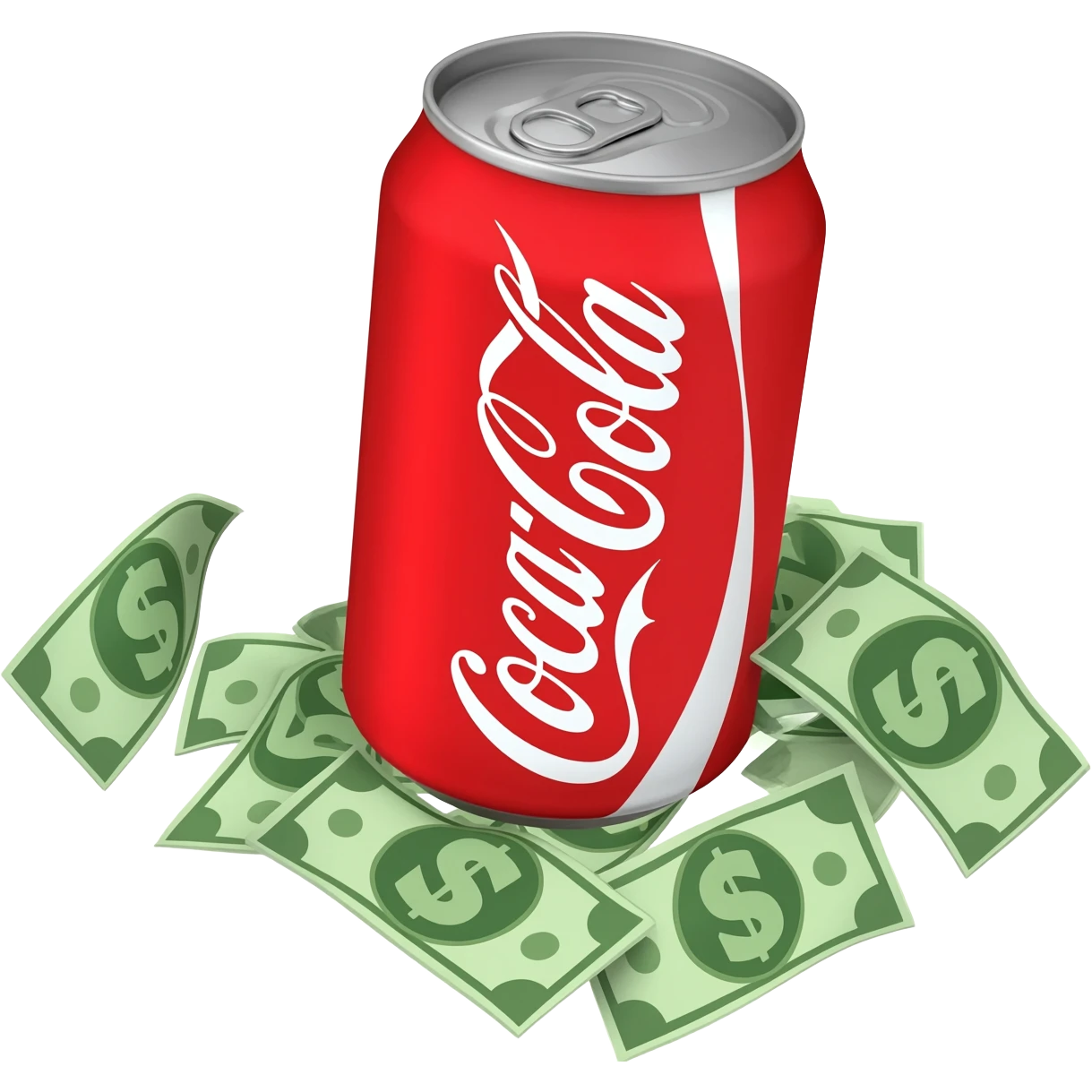 coca-cola can with dollars emoji
