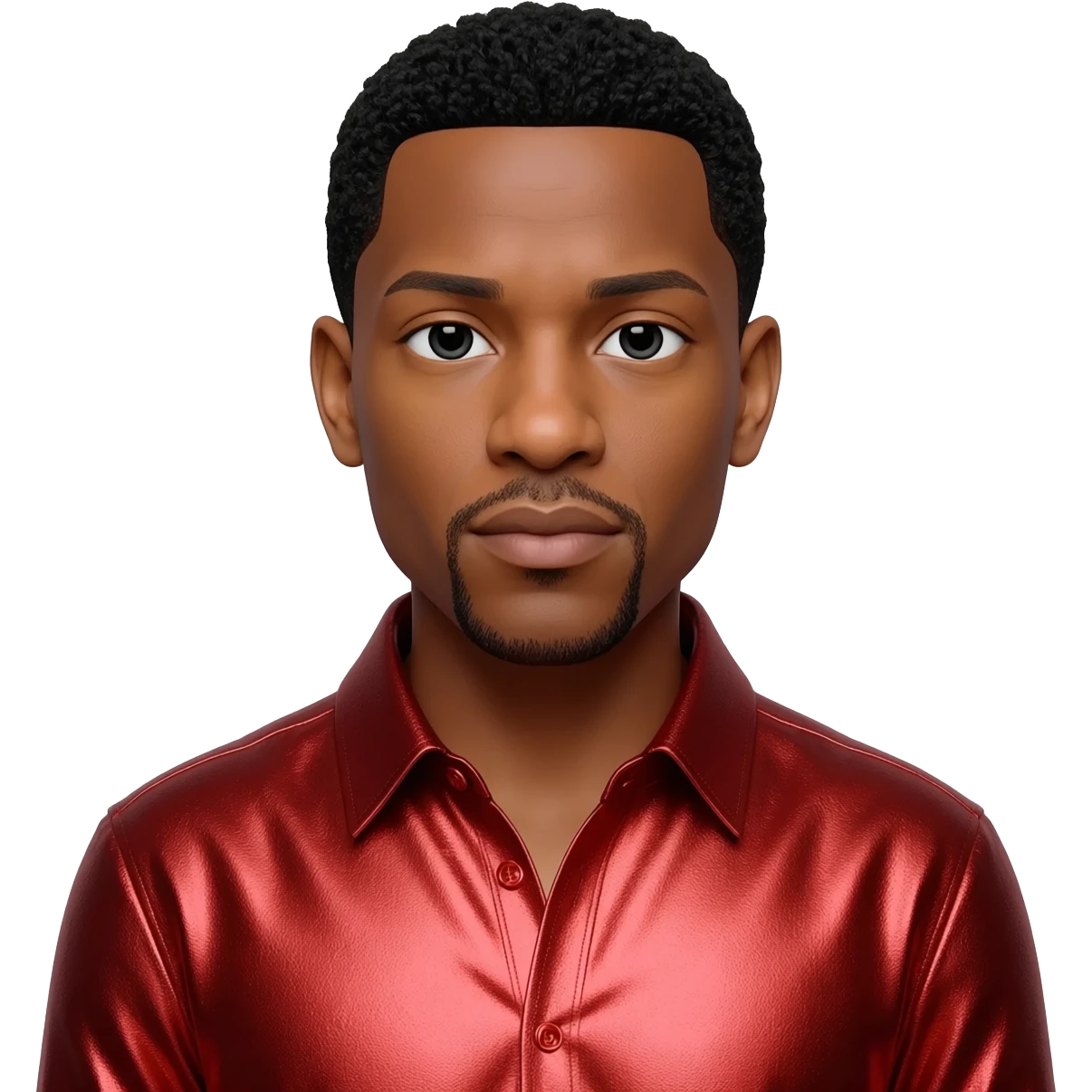 Ginuwine with black short hair, red metallic shirt emoji