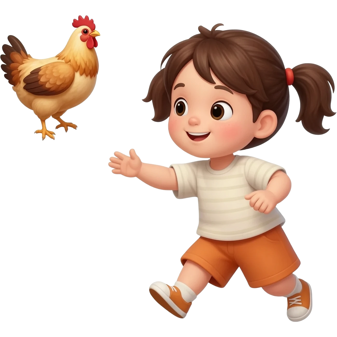 un niño atrapando a un pollo emoji