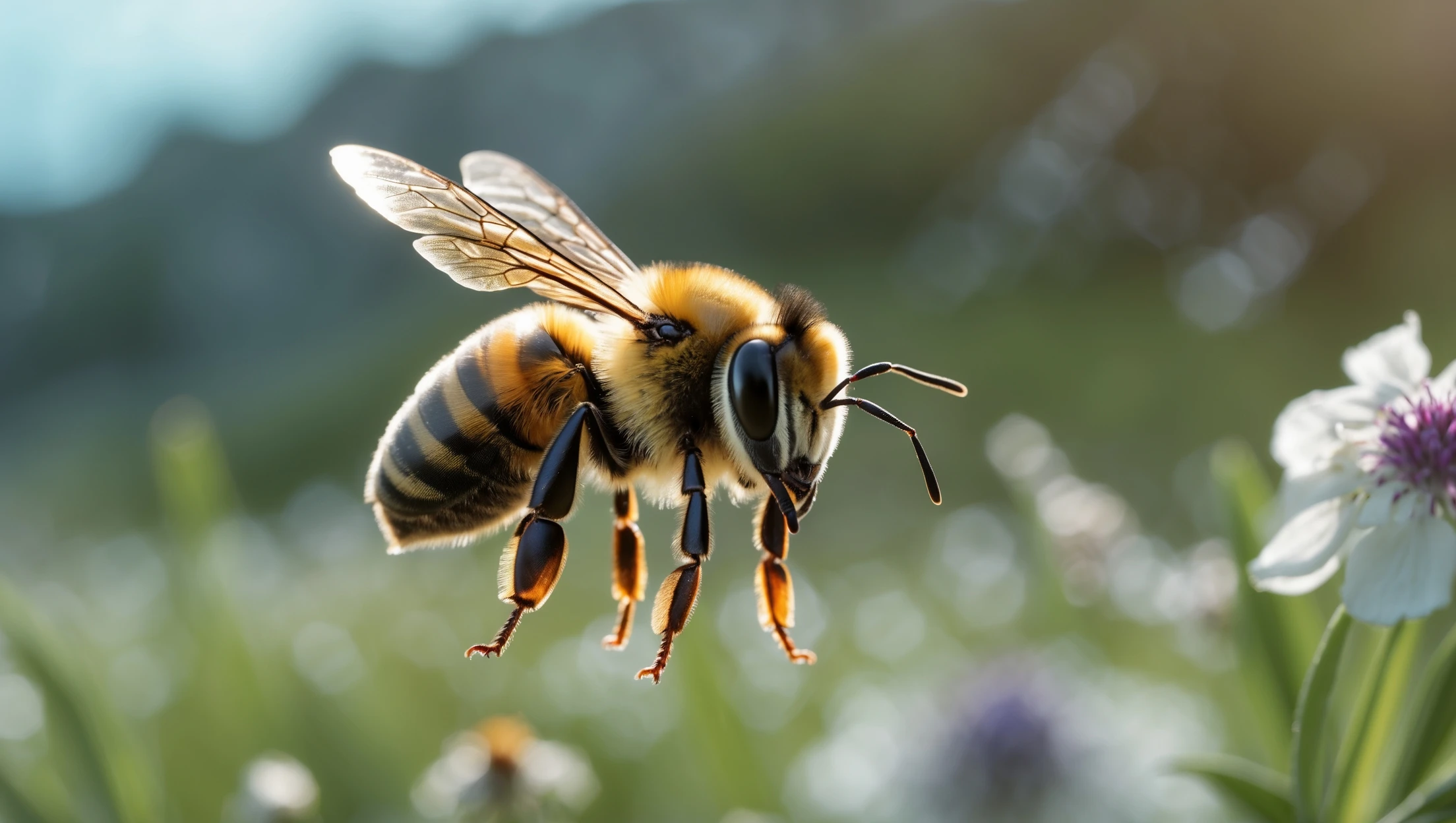 cinematic still, Photo of flyin bee, high speed photo emoji