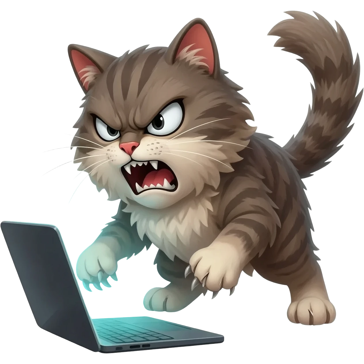 kızgın bir kedi olsun ekrana saldırıyormuş gibi görünsün emoji