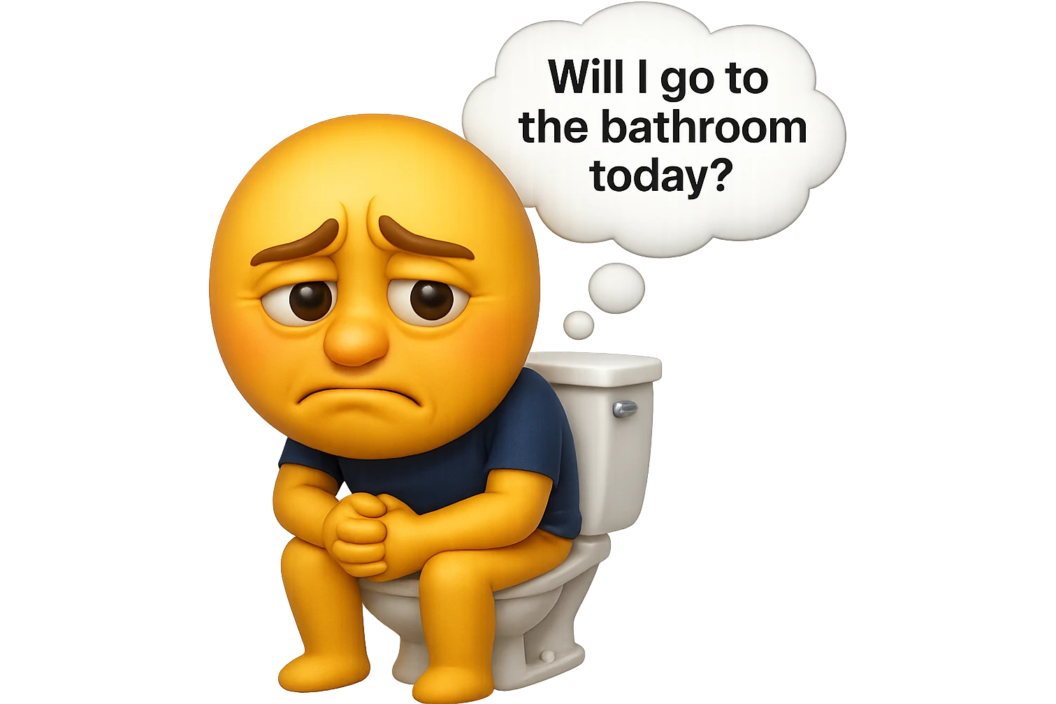 emoji stile iphone che riguarda l'argomento "stipsi/andrò al bagno oggi?", iperrealistico 4k emoji