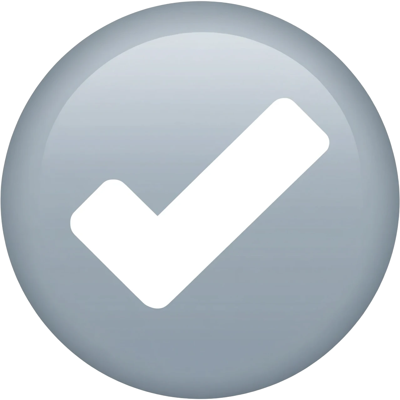 Light Grey circle with big white checkmark please with a straight check mark emoji