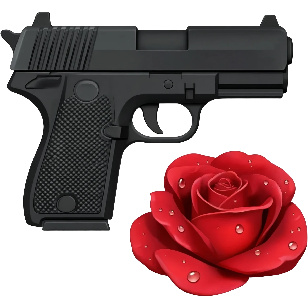 gun and a rose emoji