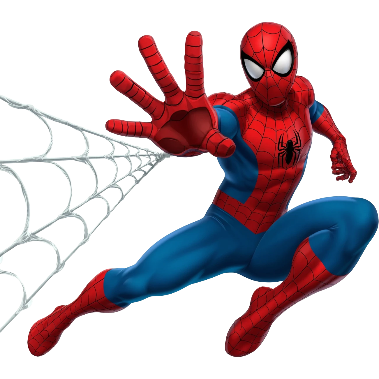 do a spider man and spider web throwing from his hand with ily position emoji