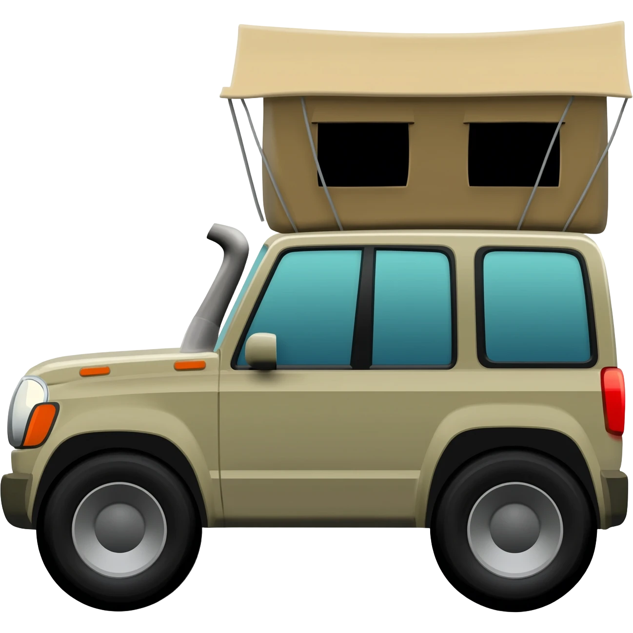 khaki car with 4WD snorkel and roof tent emoji