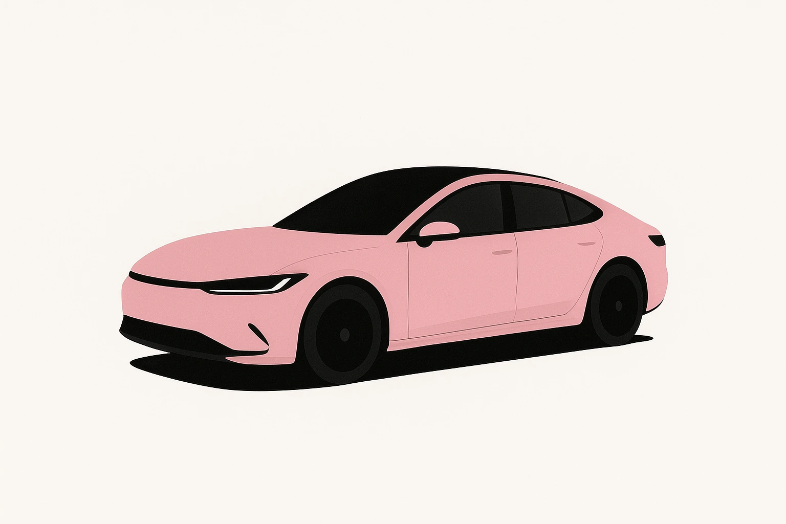 minimal pink and black car on white background, no text emoji