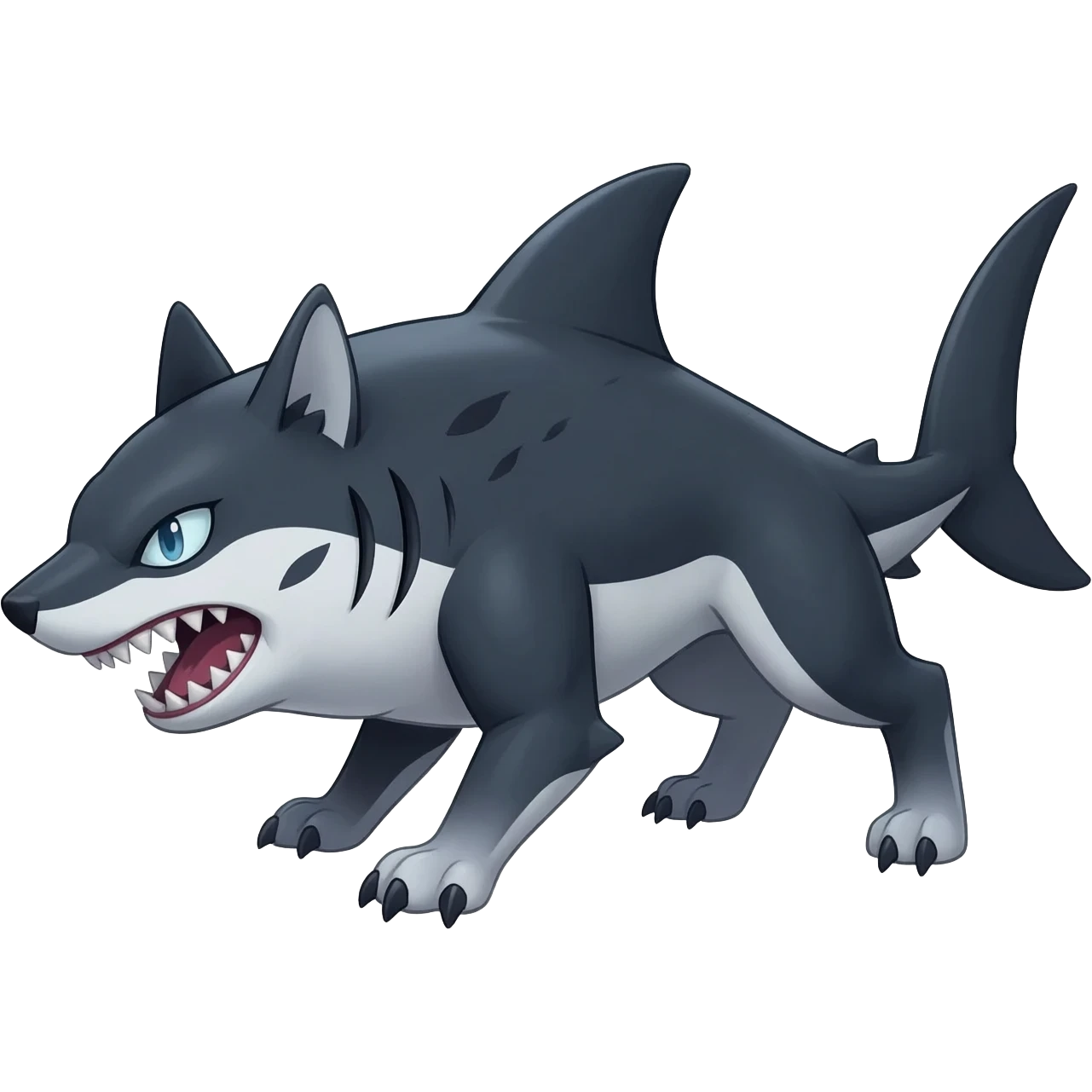 Cool badass edgy Shark-wolf-Sharpedo-Hyena-hybrid-animal-Pokémon-Fakemon-fusion-creature  emoji