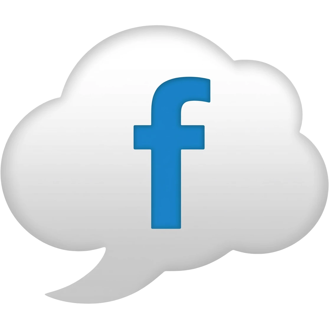 white cloud chat bubble with a f on it emoji