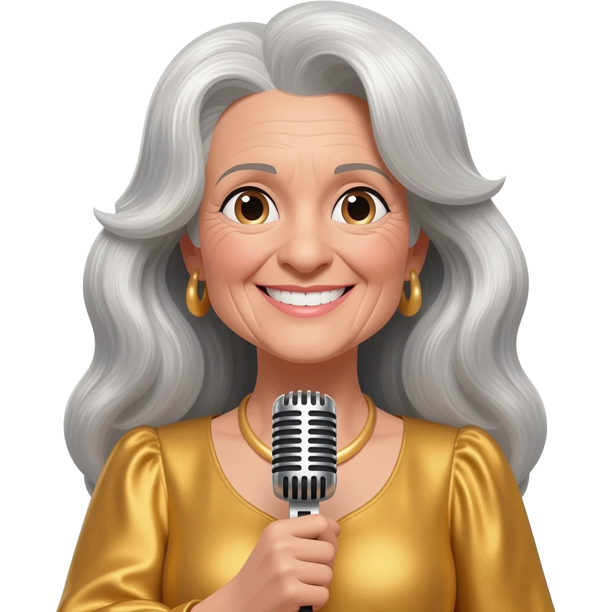 singer long silver hair in her 60’s emoji