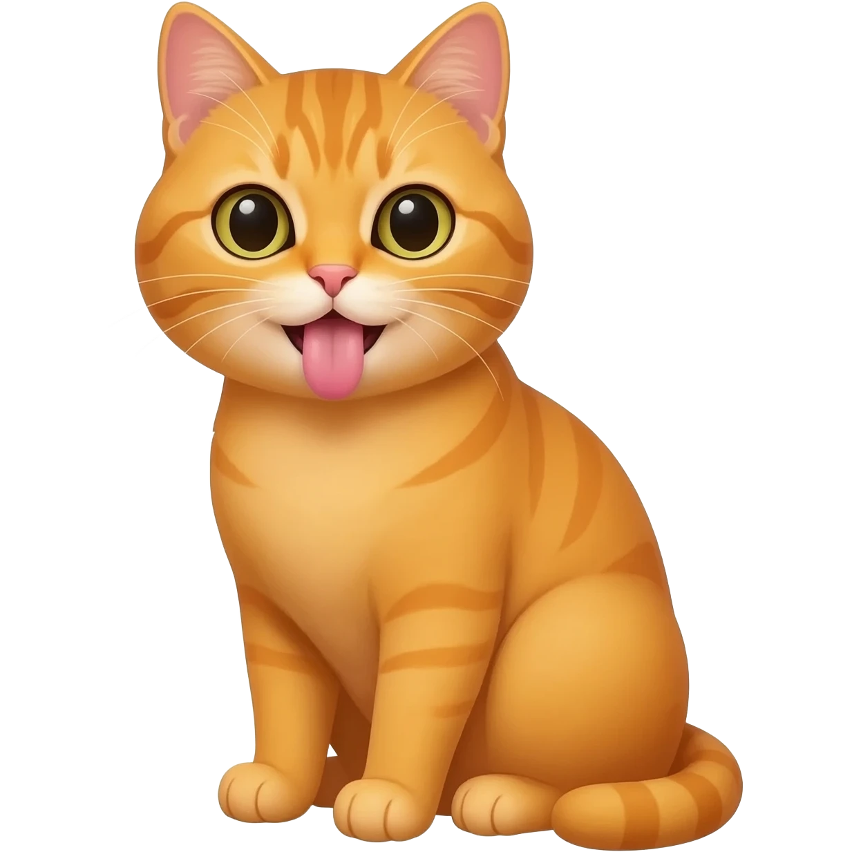 A ginger cat sits with its tongue hanging out emoji