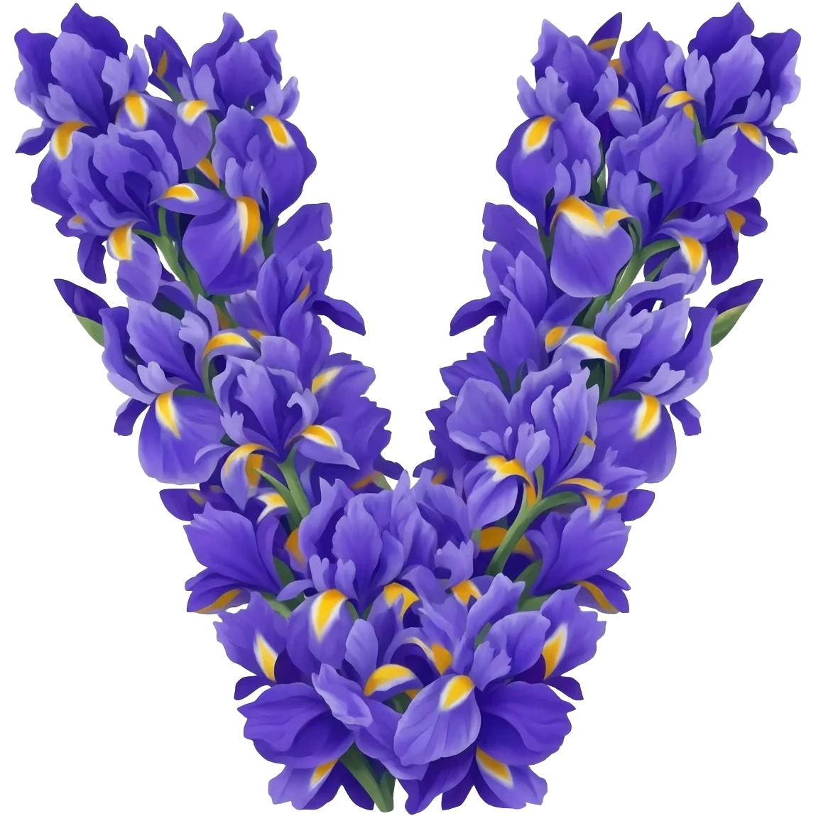 БУКВА V С ИРИСАМИ emoji