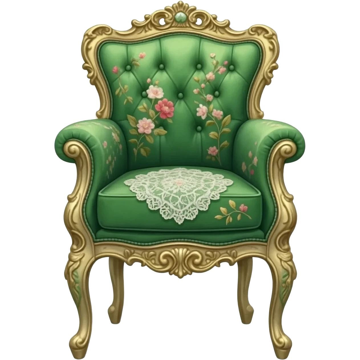 vintage rococo emerald green dainty floral chair emoji