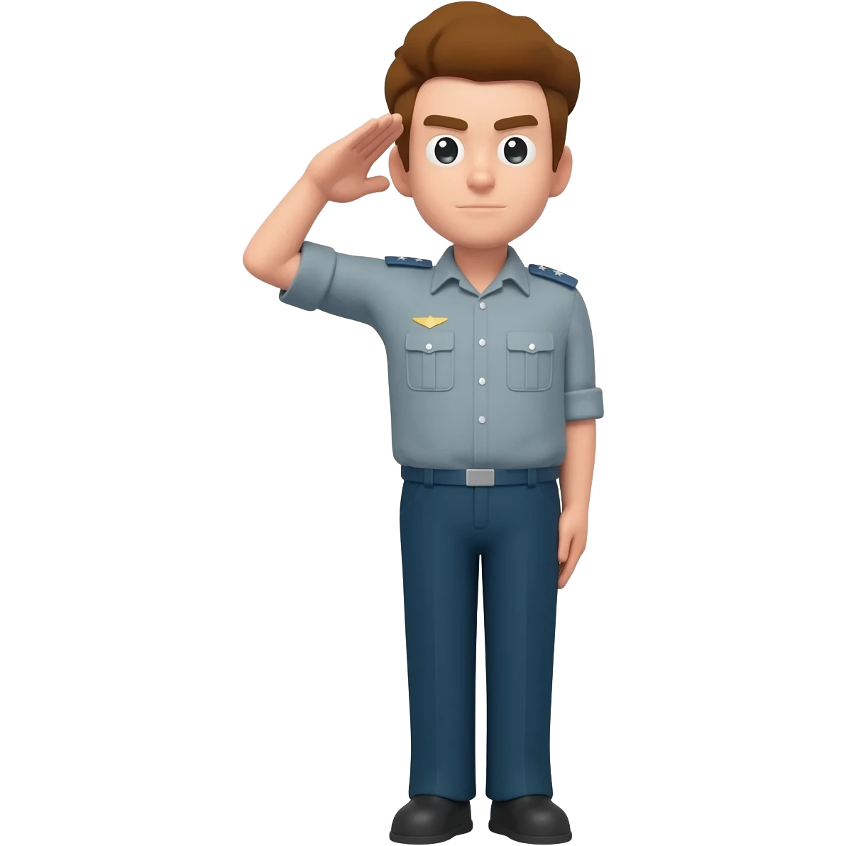 Eliminate the rifle and do a hand salute with the right arm emoji