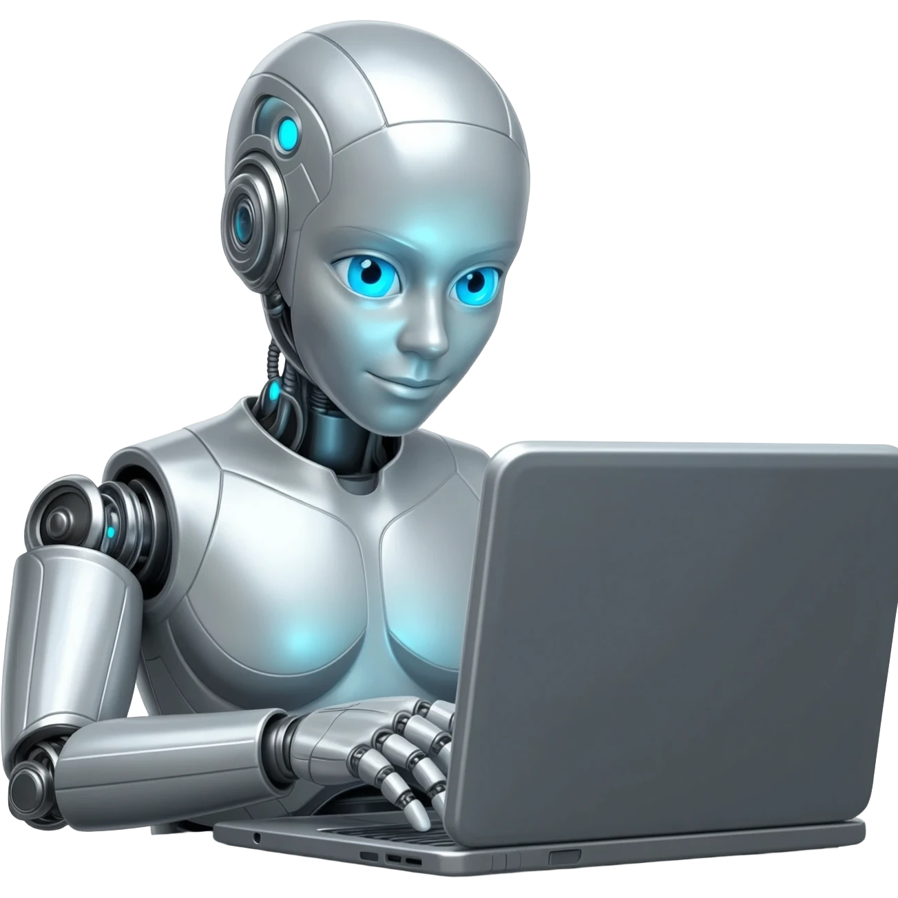 AI robot Chatting on Computer in illustration style emoji