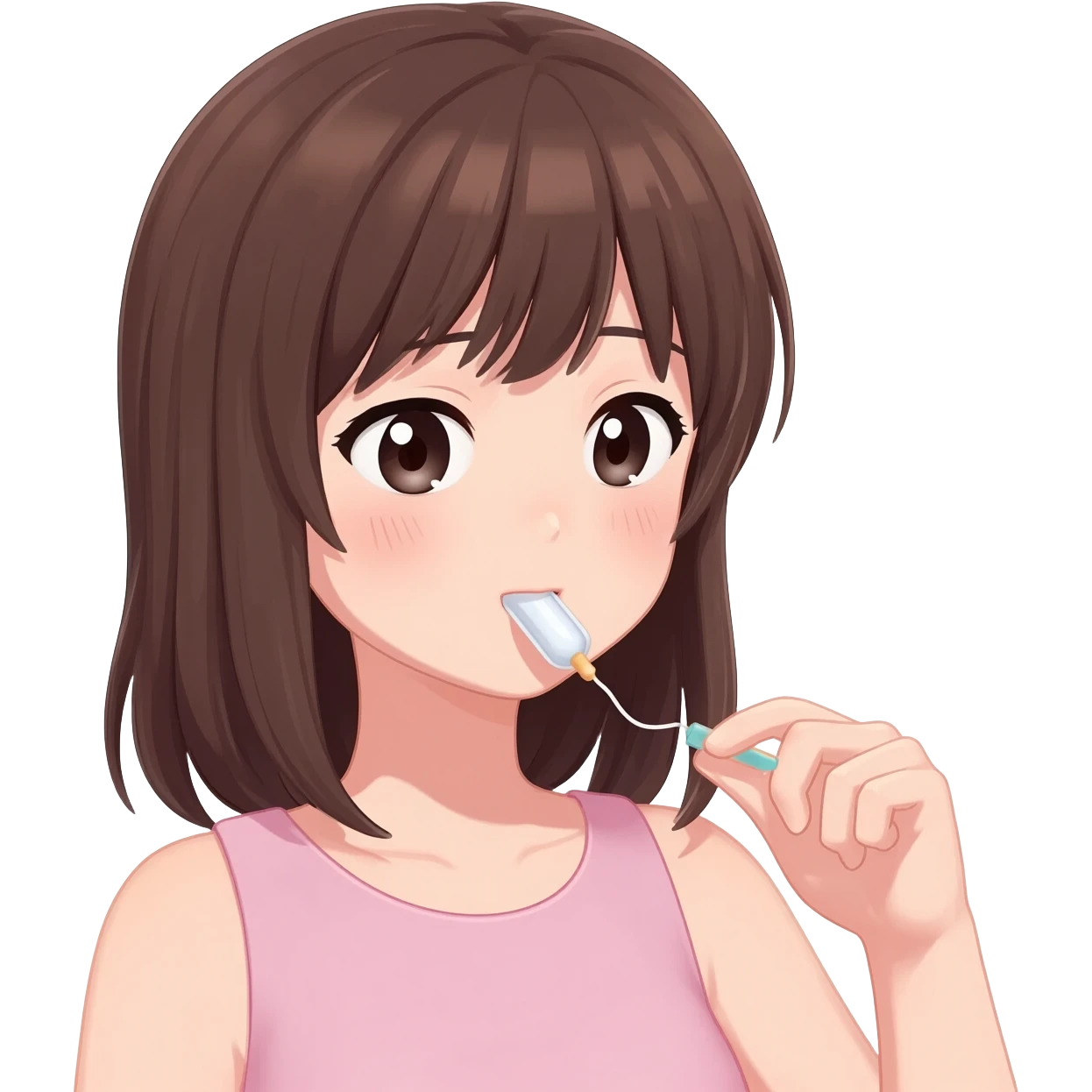 Anime girl putting tampoon emoji