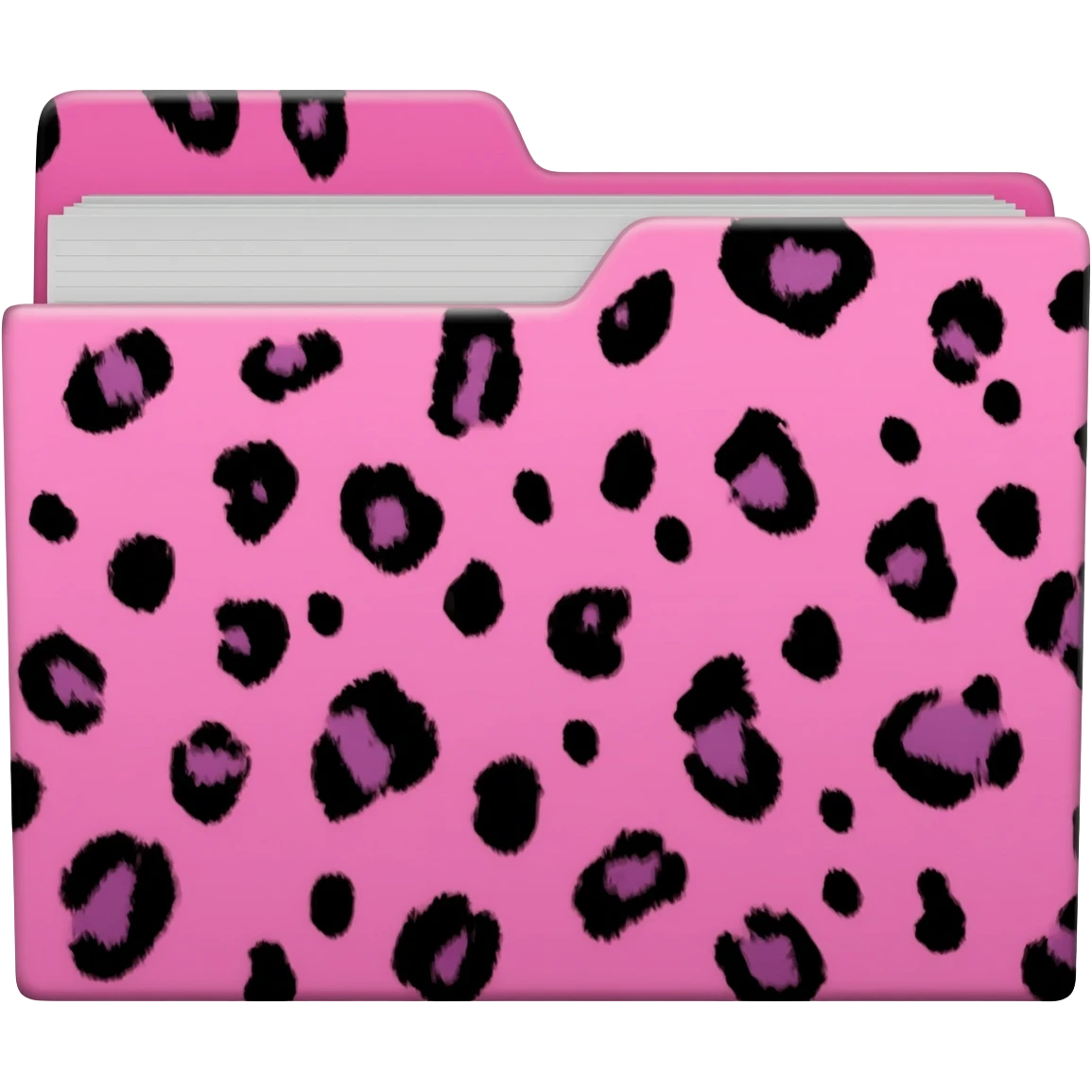 light pink black cheetah print file folder emoji