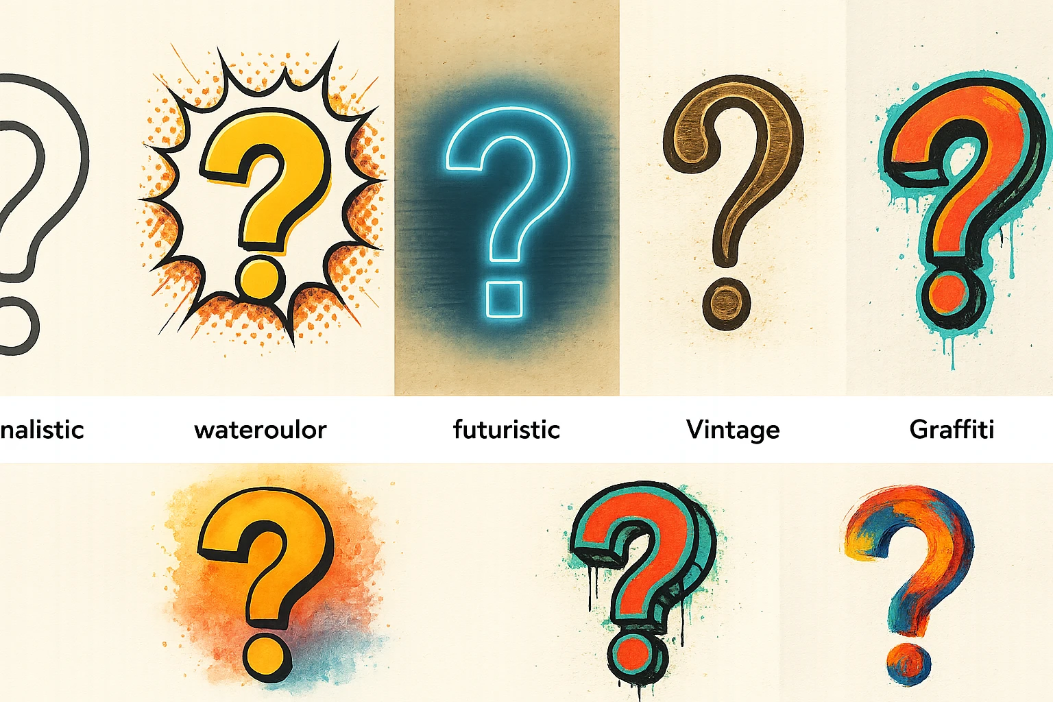 question mark icon in various artistic styles emoji