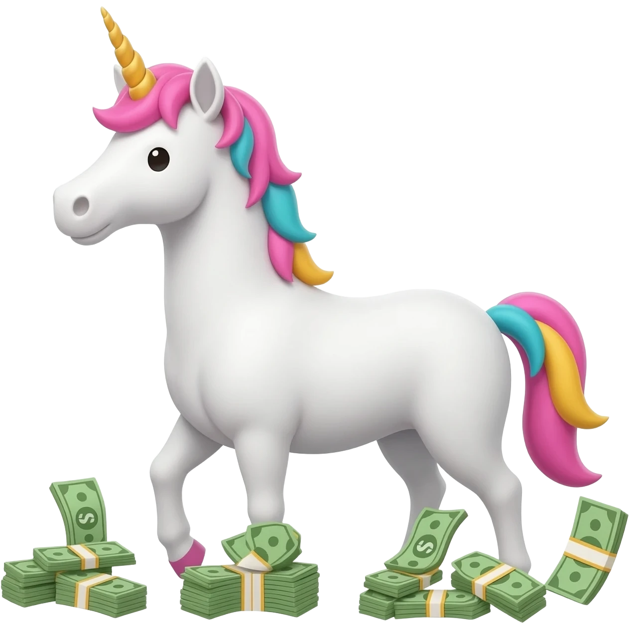 unicorn standing on cash emoji