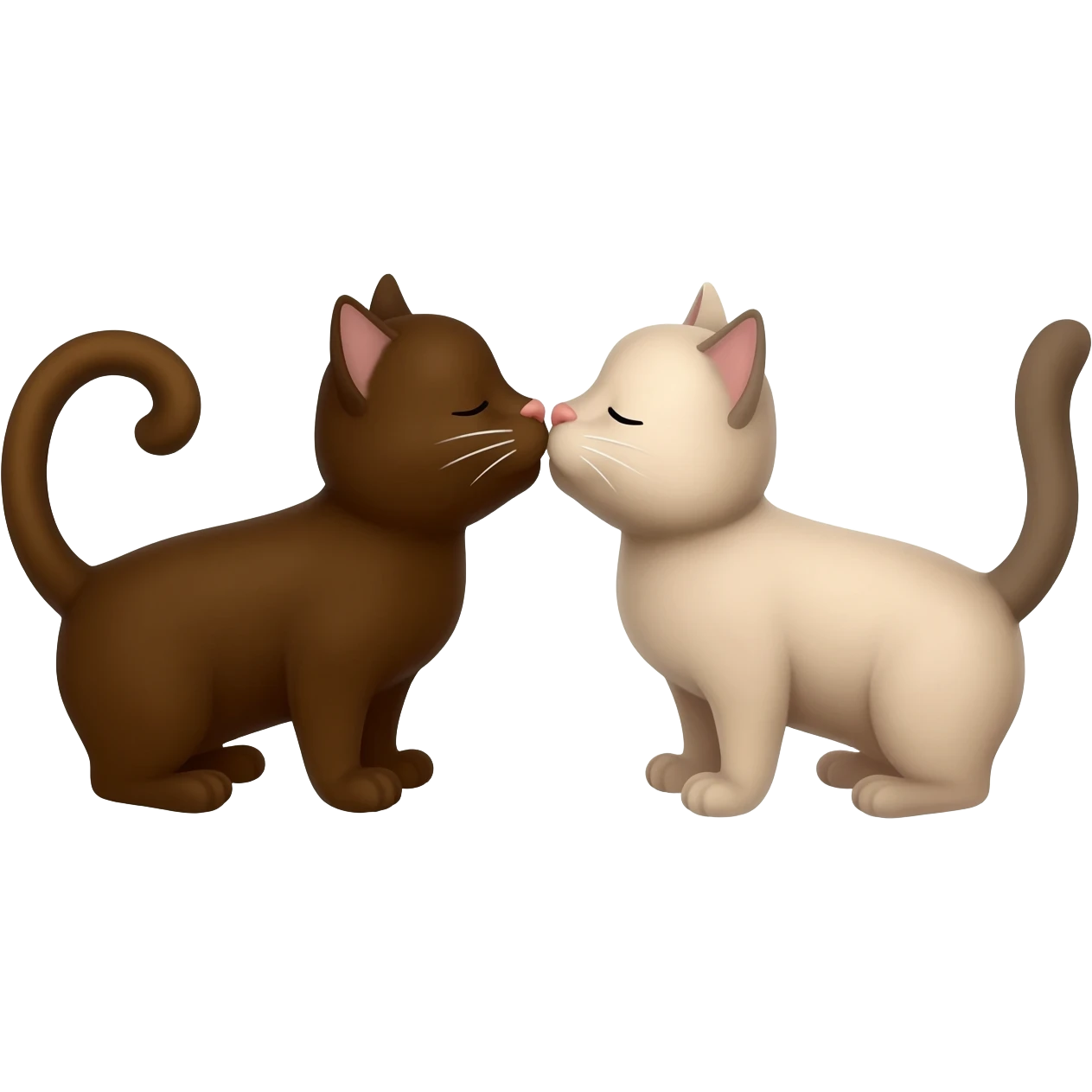 Brown and beige cats are kissing emoji