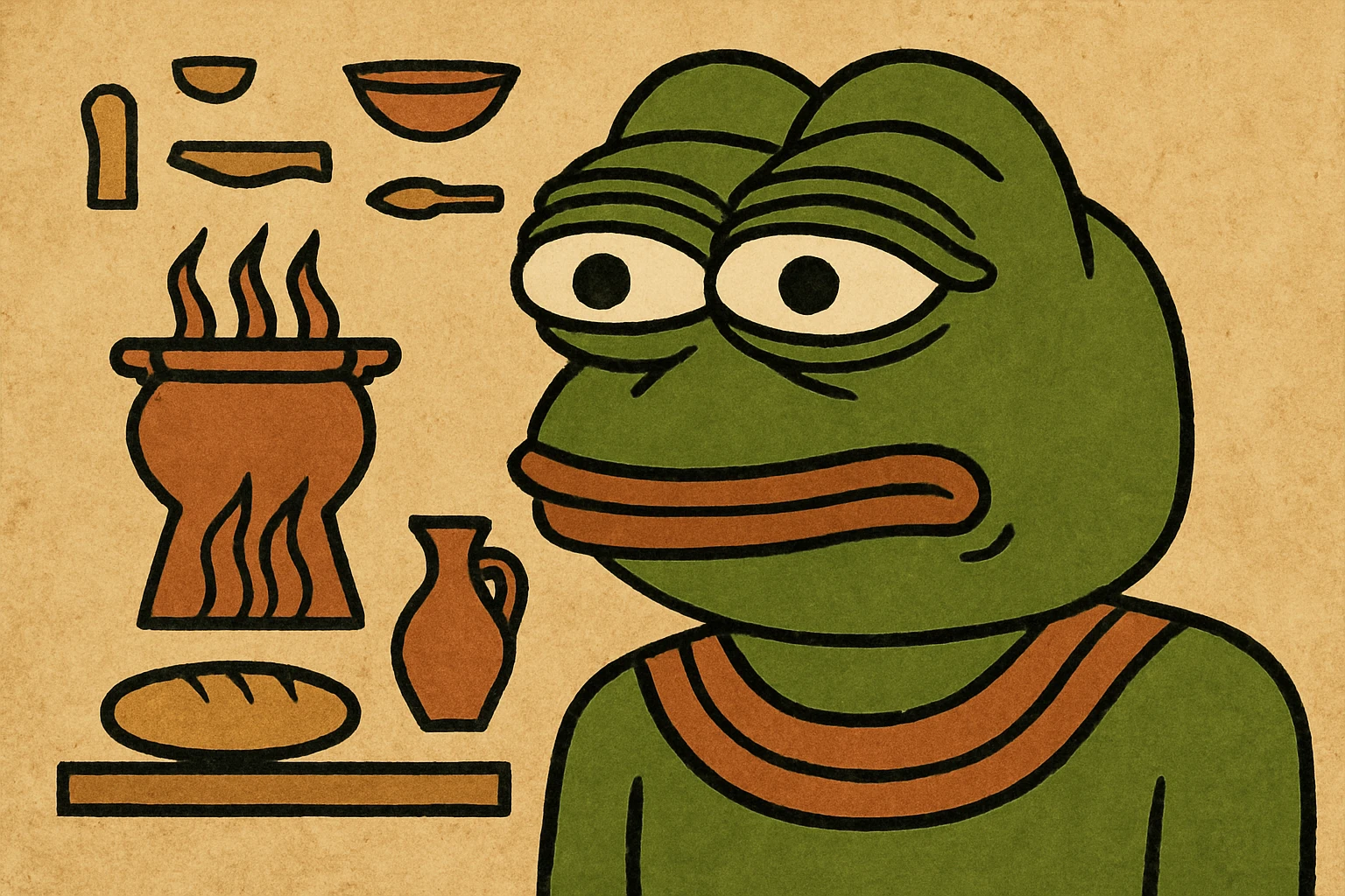 ancient Egyptian cooking scene in hieroglyphic style emoji