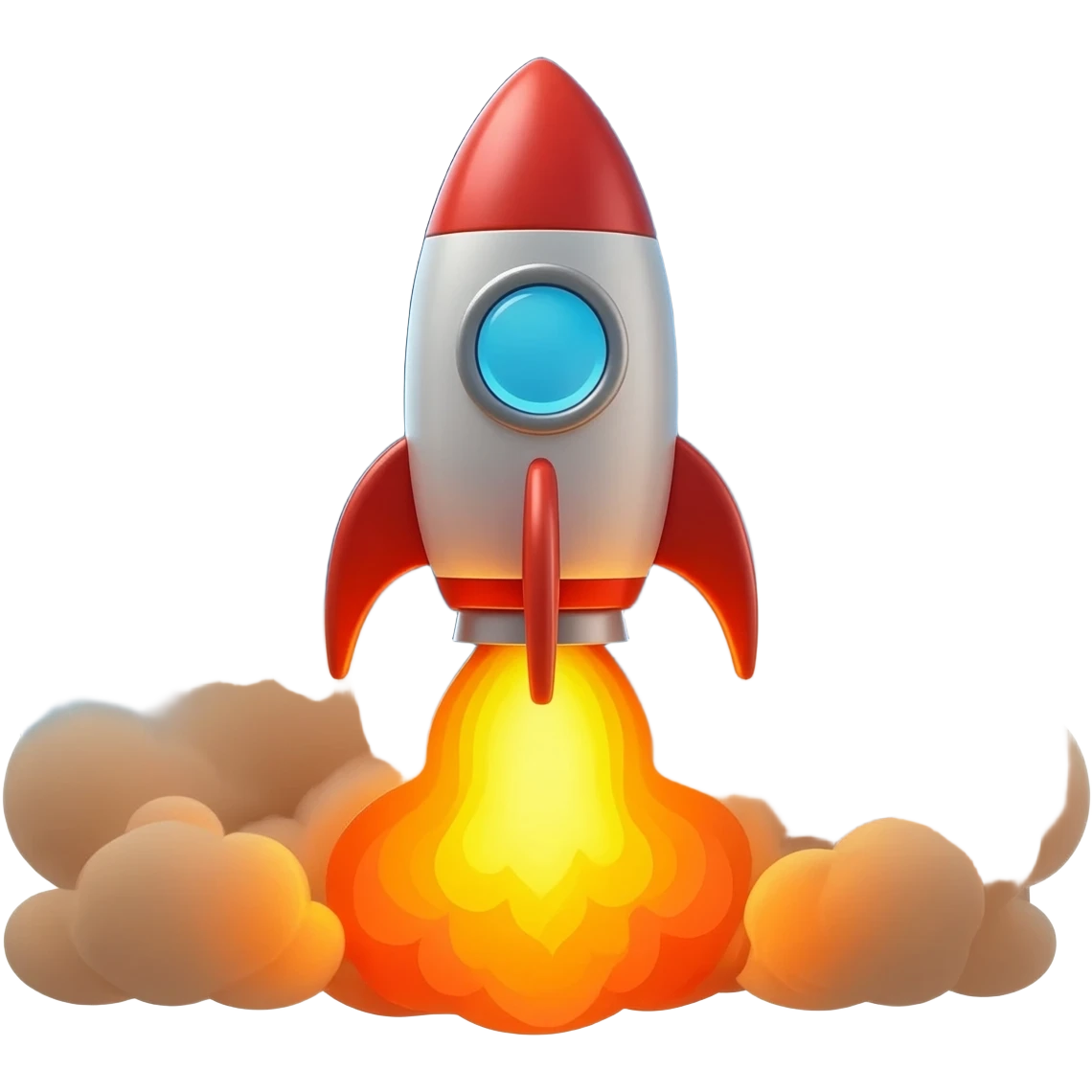 rocket ship launching with flame exhaust emoji