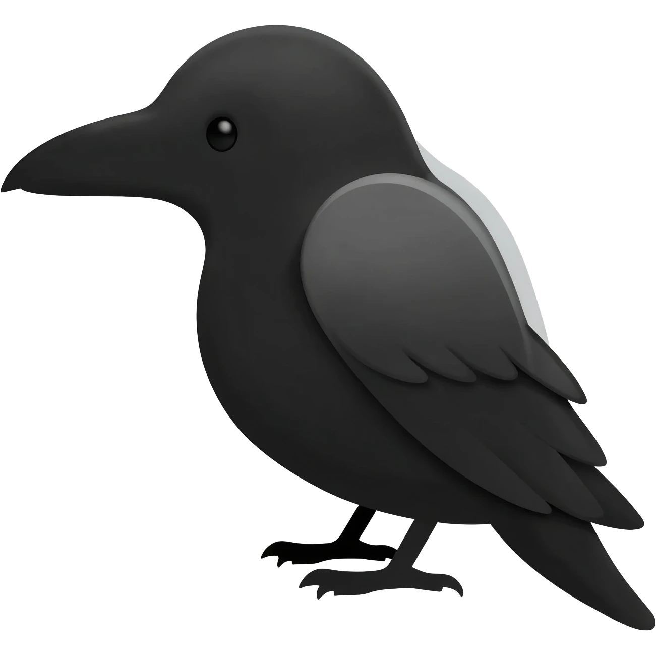 A sleek, minimalist raven silhouette in a "Matte Black" finish.  Detail: Subtle Silver highlights on the wing tips to give it depth. emoji