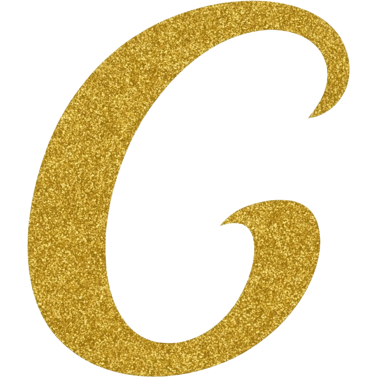 Gold sparkle cursive letter G emoji