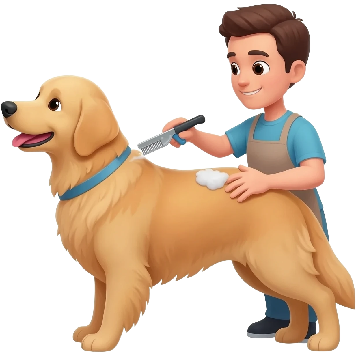 un chien qui se fait coiffer comme chez le coiffeur emoji