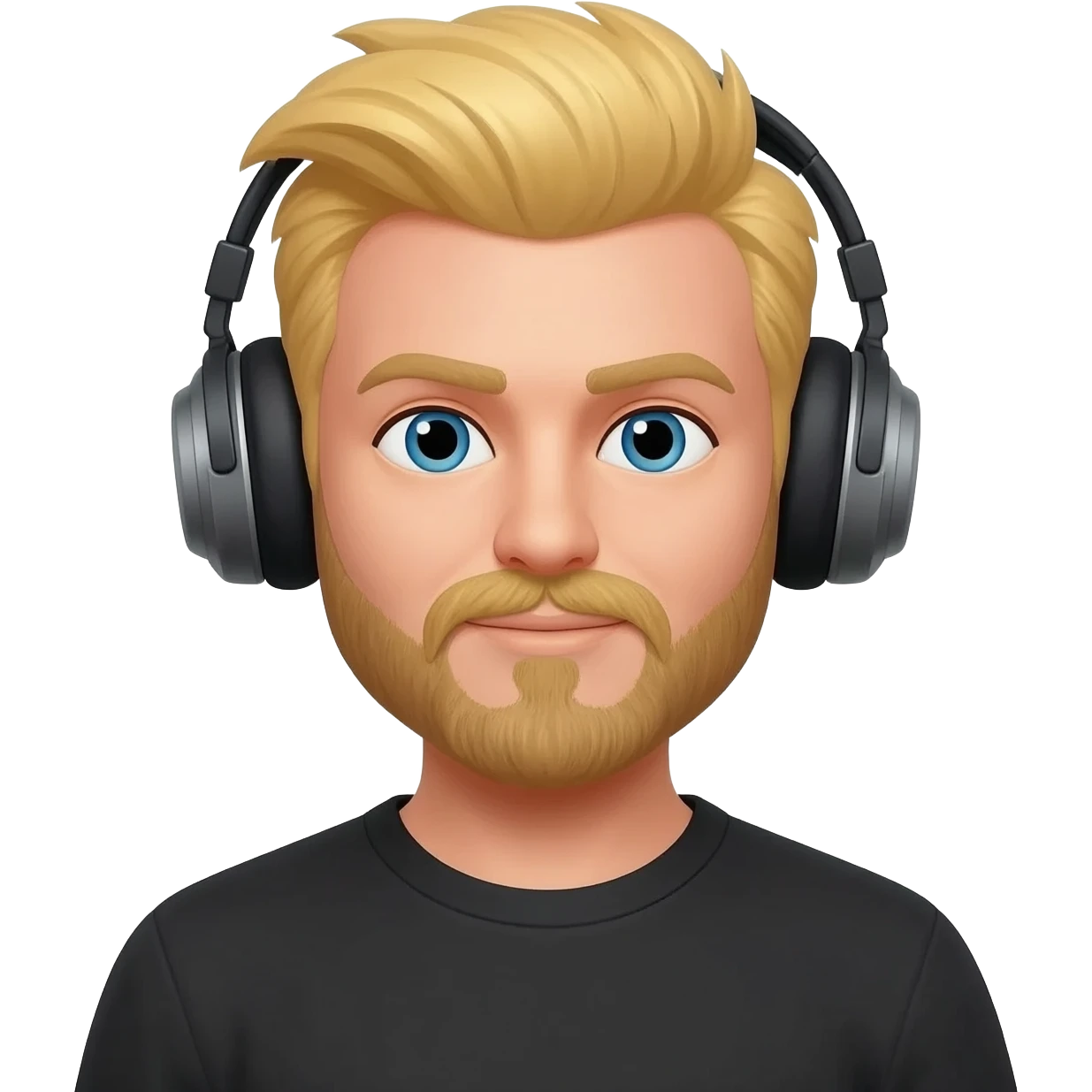 A DJ with blonde hair and a goattie and a mustache emoji