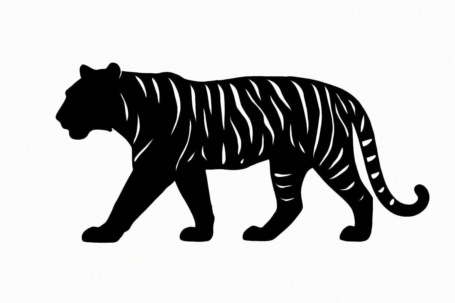Tiger black silhouette white background emoji