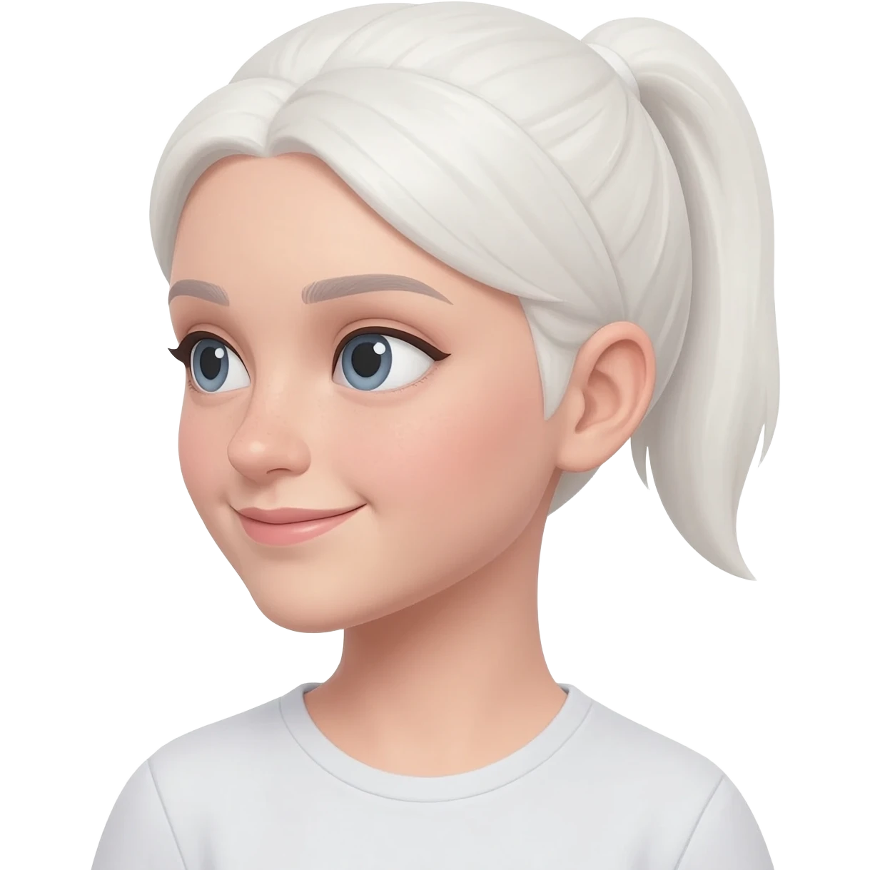 a white girl who has a white ponytail behind emoji