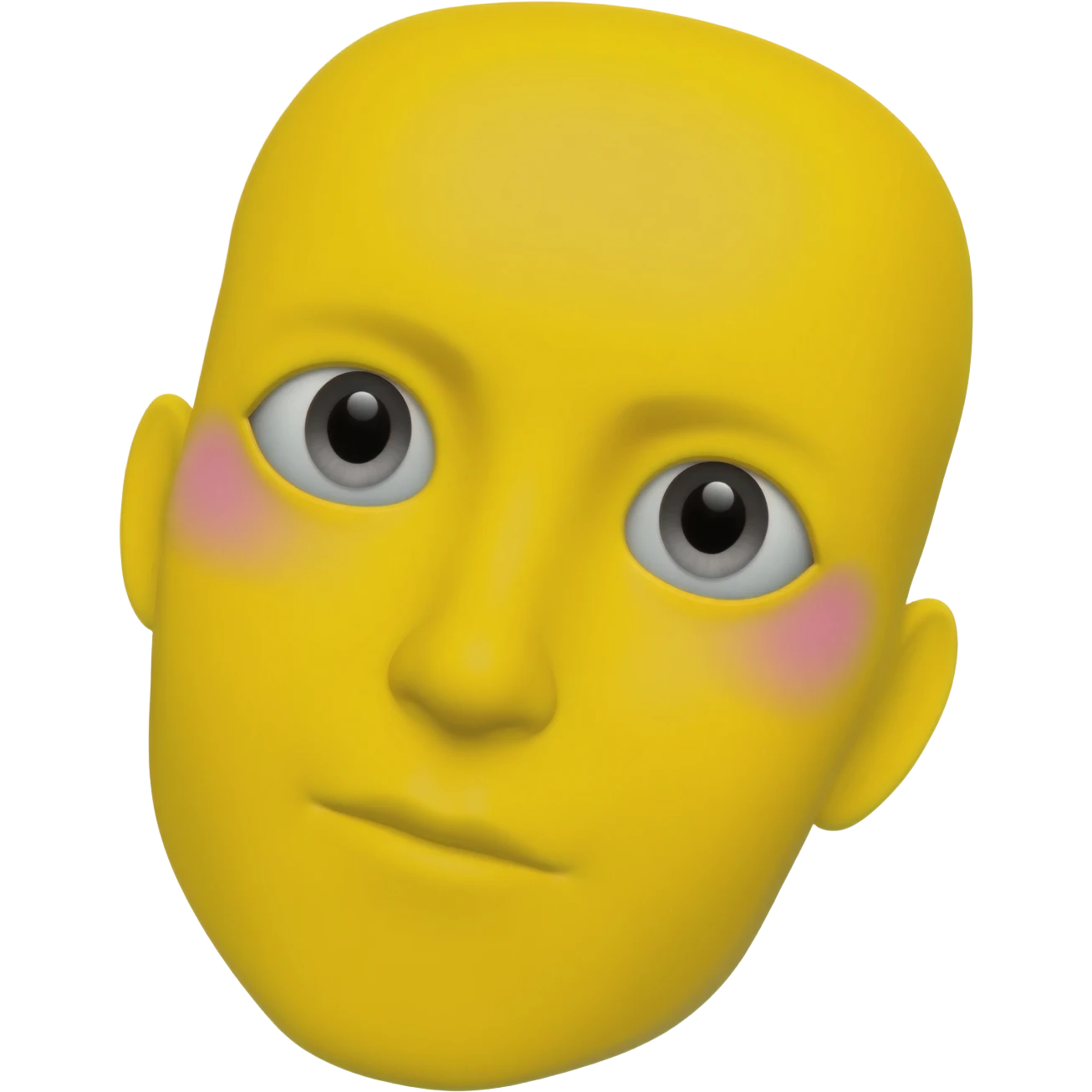 Yellow circle emoji with flushed eyes and neutral mouth in fisheye effect emoji