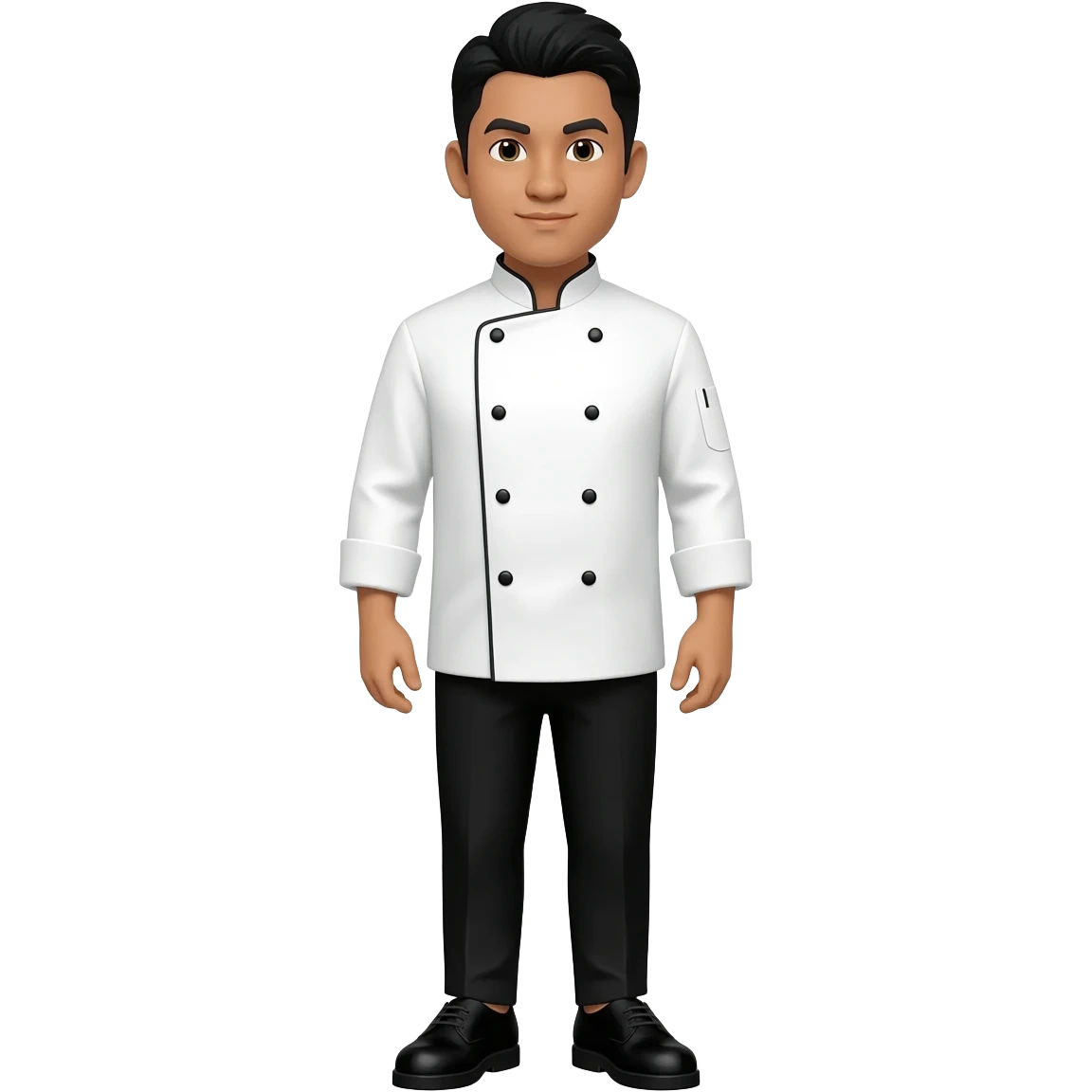 Filipino man chef uniform and black pants shoes emoji