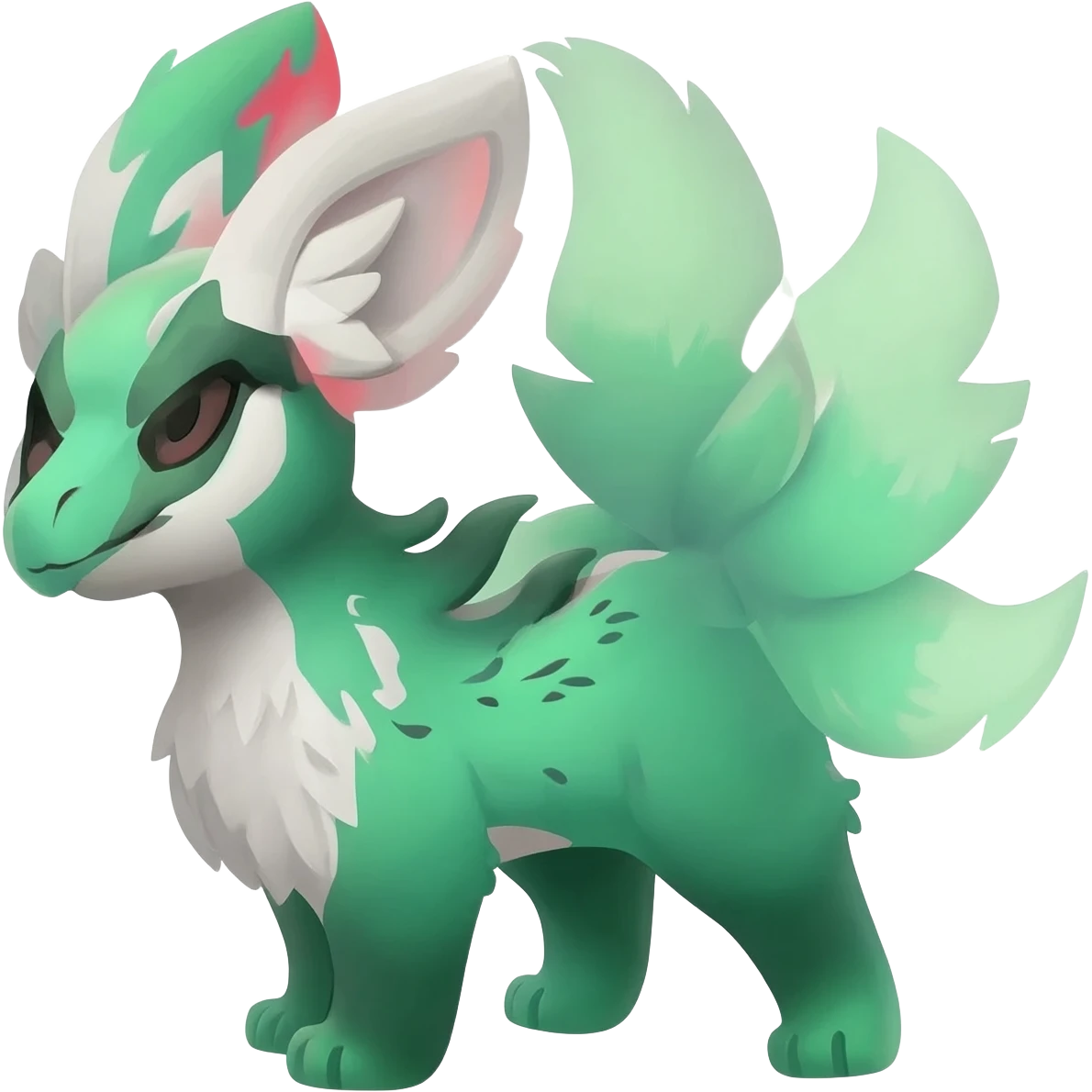 Kawaii Cute Edgy Green Red White ethereal Fionbri-Vernid-Trico-animal-creature full body emoji