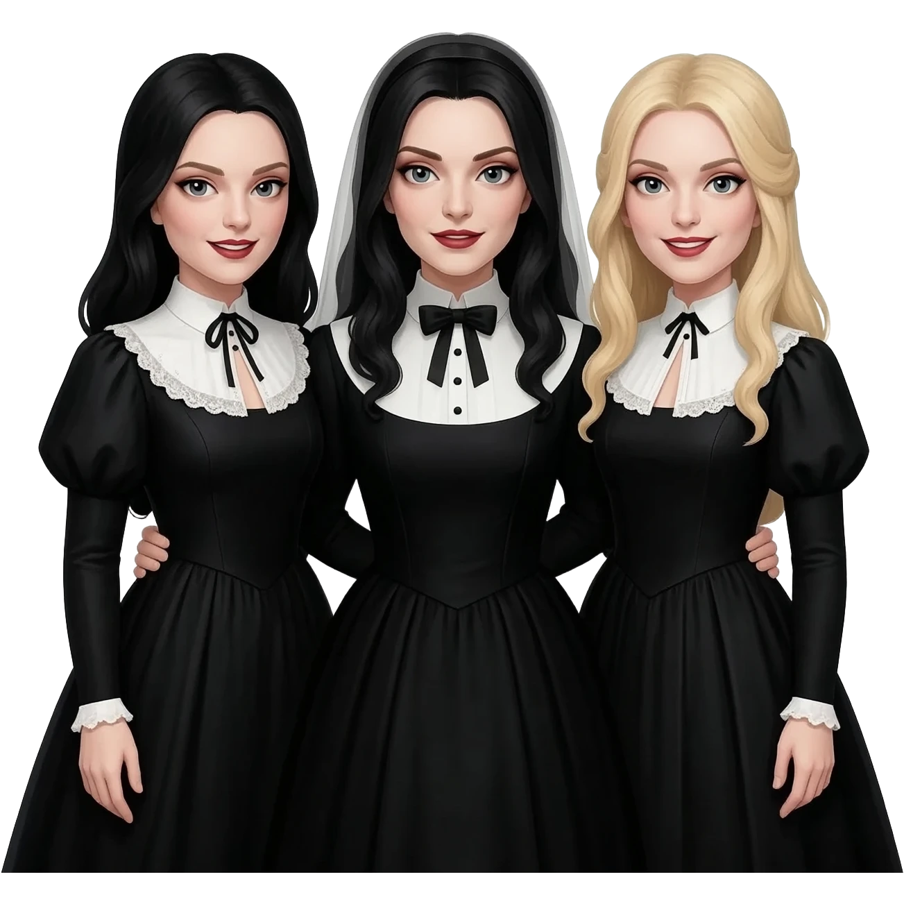 Brides of Dracula from Horror Film Heroes & Villains with 2 dark haired girls and blonde haired girl emoji
