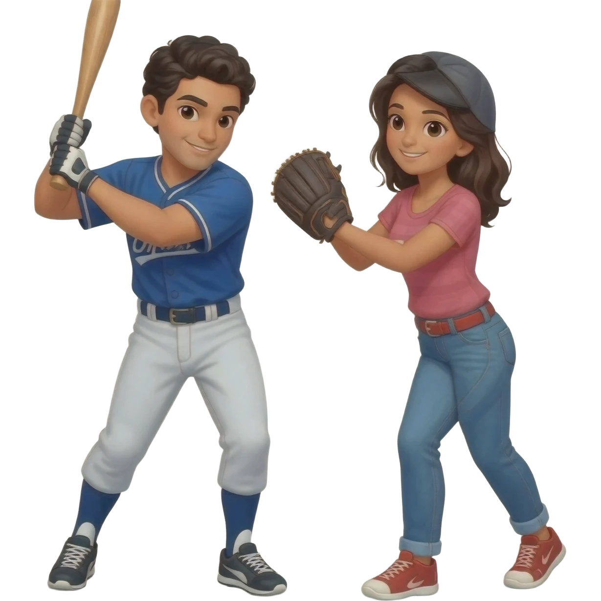 amigos latinos jugando baseball  que sean dos emoji