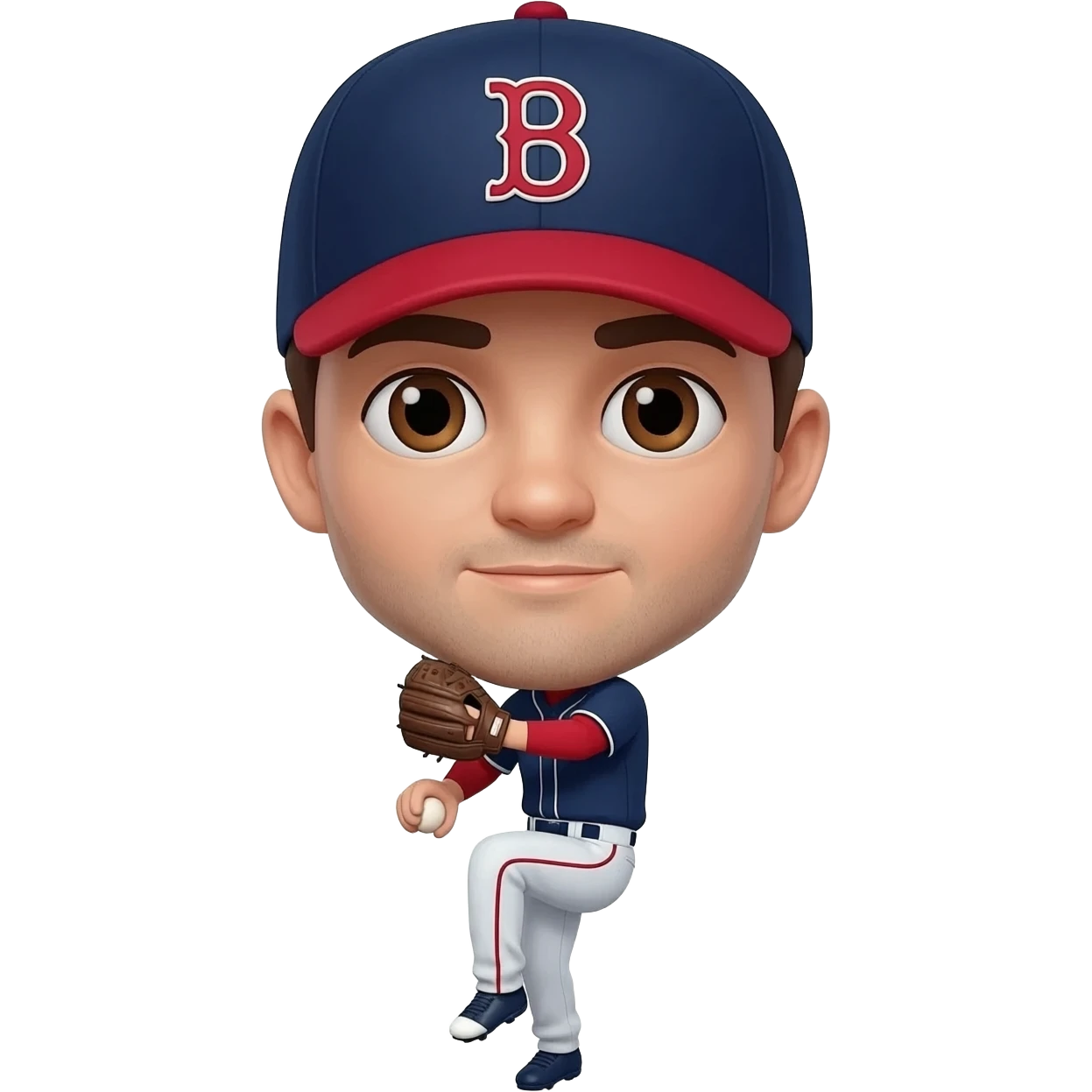 baseball pitcher navy & red With AB on hat brown eyes emoji