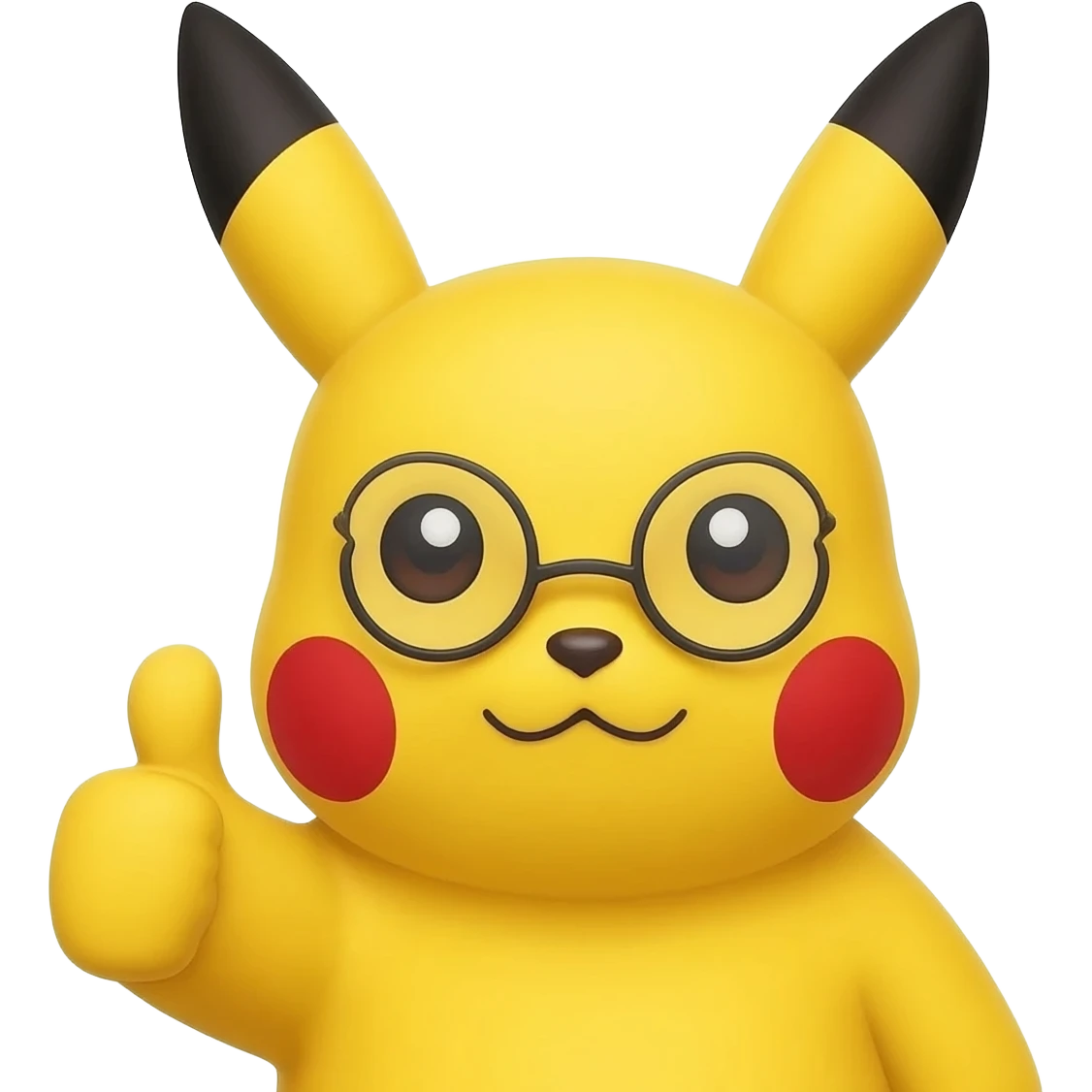 pikachu face only thumbs up wearing glasses emoji